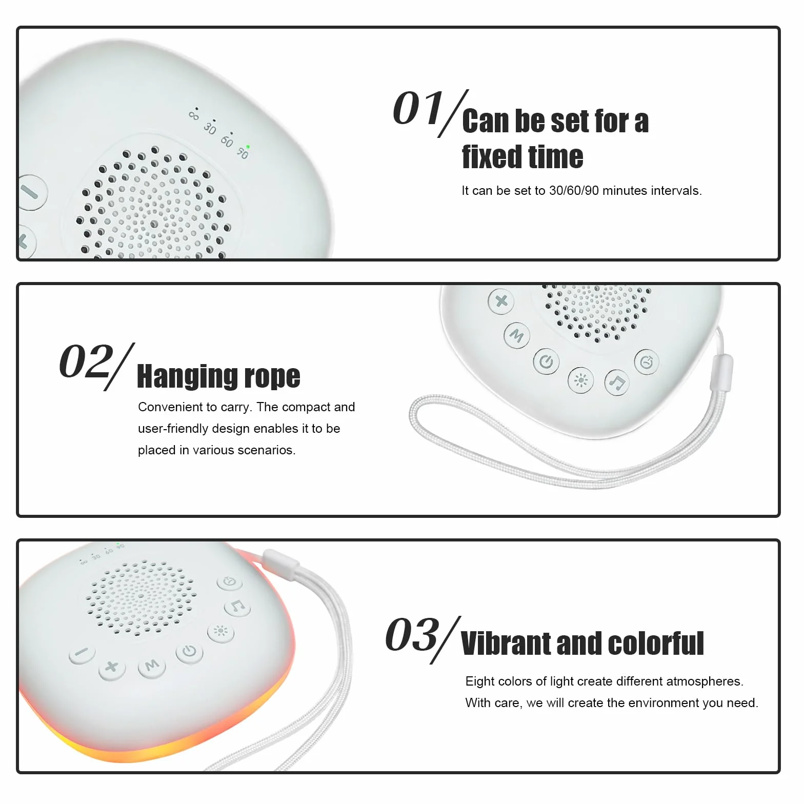 White Noise Machine Baby con luz nocturna regulable, temporizador, función de memoria, carga USB, ruido blanco para bebés y adultos