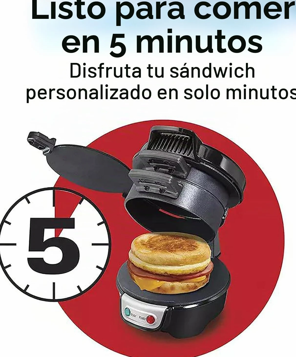 Prensacomercial para hamburguesas,sandwichera de desayuno doble con revestimiento antiadherente extraíble y lavable, completa en 5 minutos,para hacer un panini sándwich hamburguesa