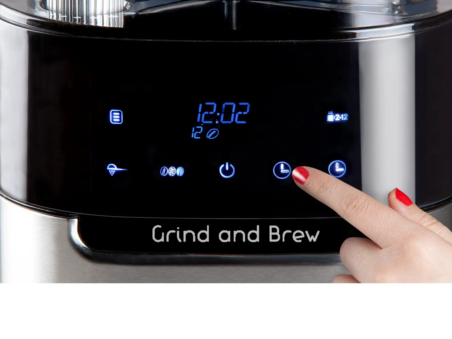 Domo Cafetera automática para 12 tazas con molinillo cónico para granos enteros y café filtro
