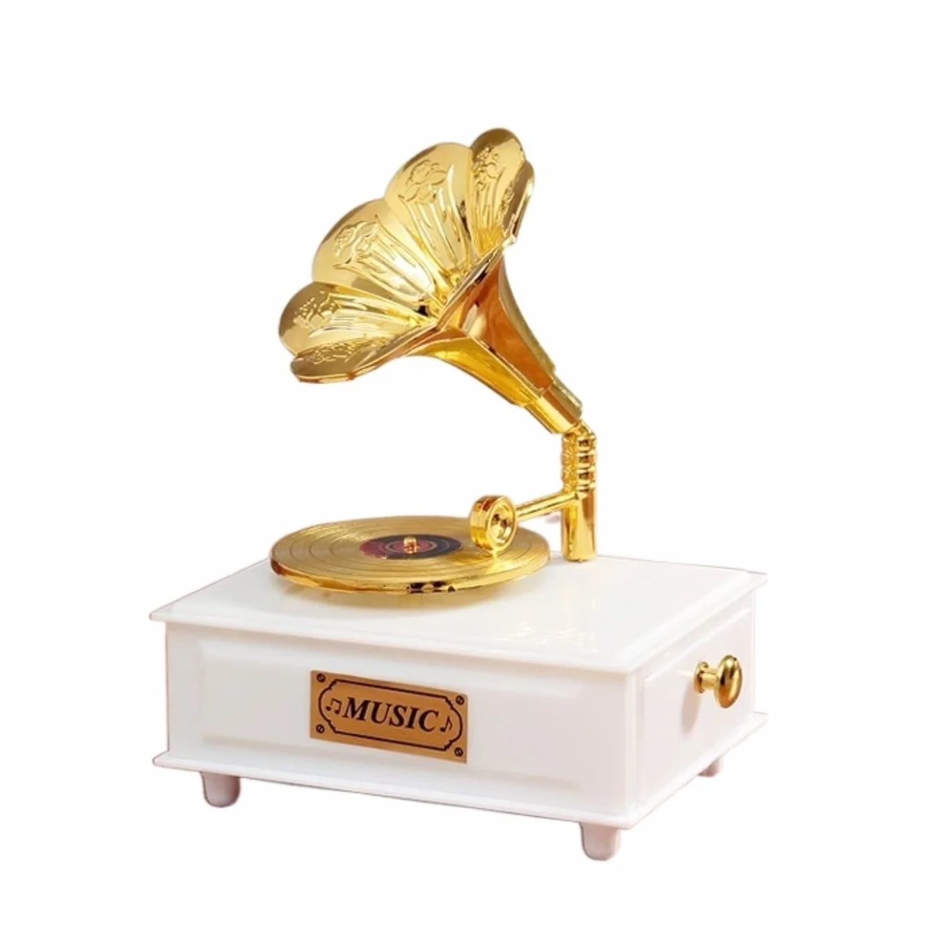 Caja de música Caja de música para fonógrafo de Discos de plástico Caja de música para Almacenamiento de Joyas para decoración Cumpleaños Caja Musical navideña para la Familia (Co