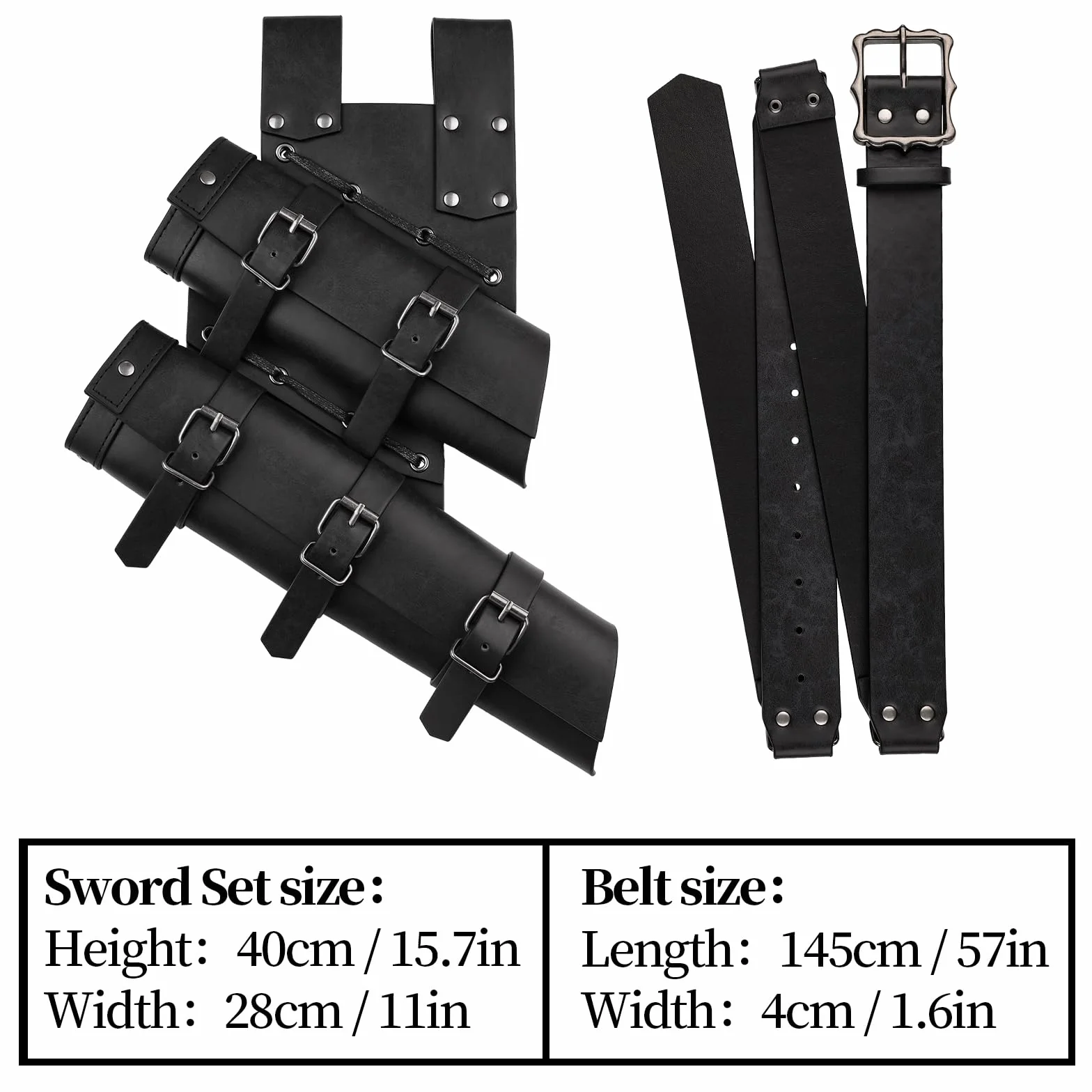 HiiFeuer Juego de 2 Piezas Portaespadas Doble Medieval con Cinturón Ajustable para Cosplay Fiestas