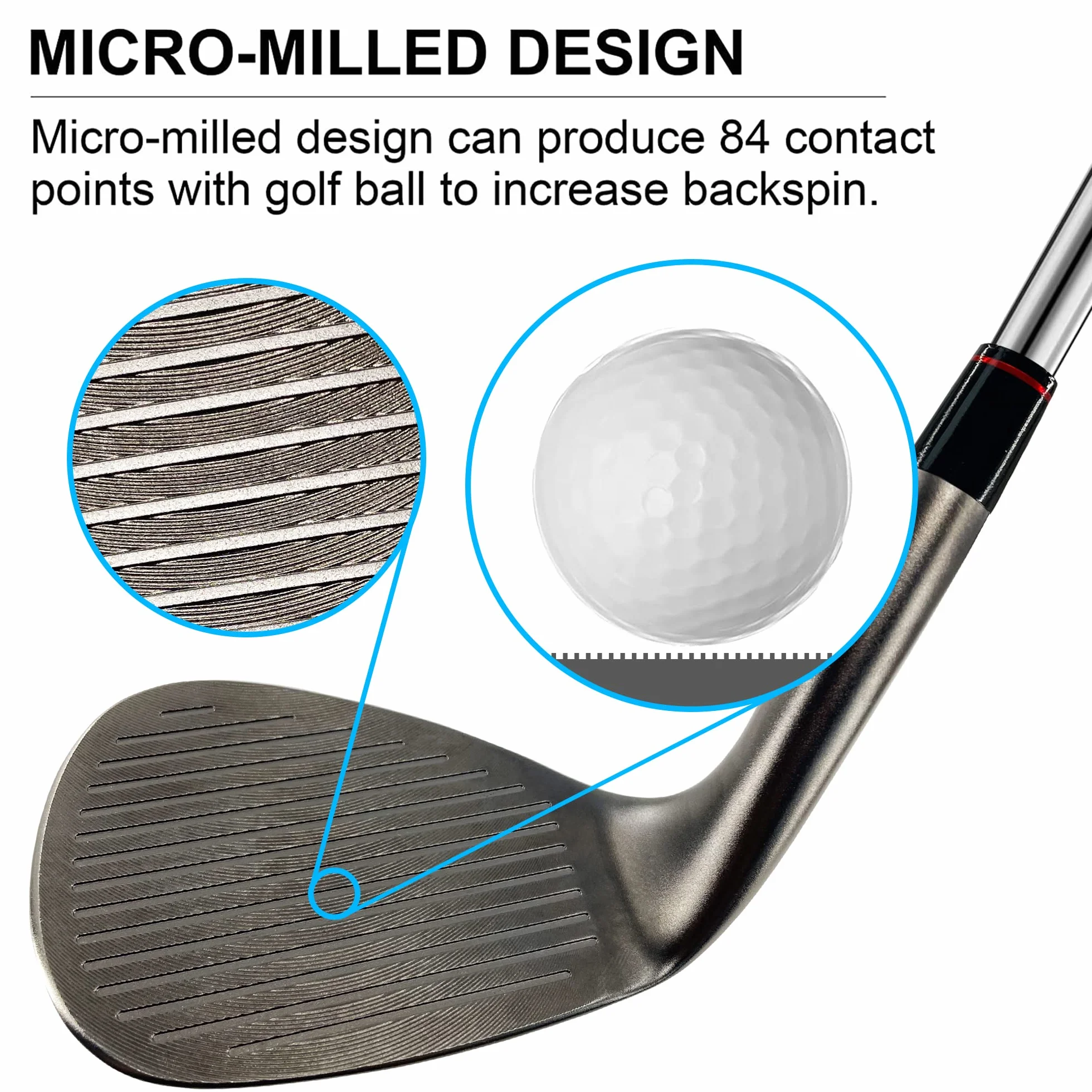 Yamato Juego de cuñas de Golf Individuales 50/52/54/56/58/60, Cara fresada para Giro