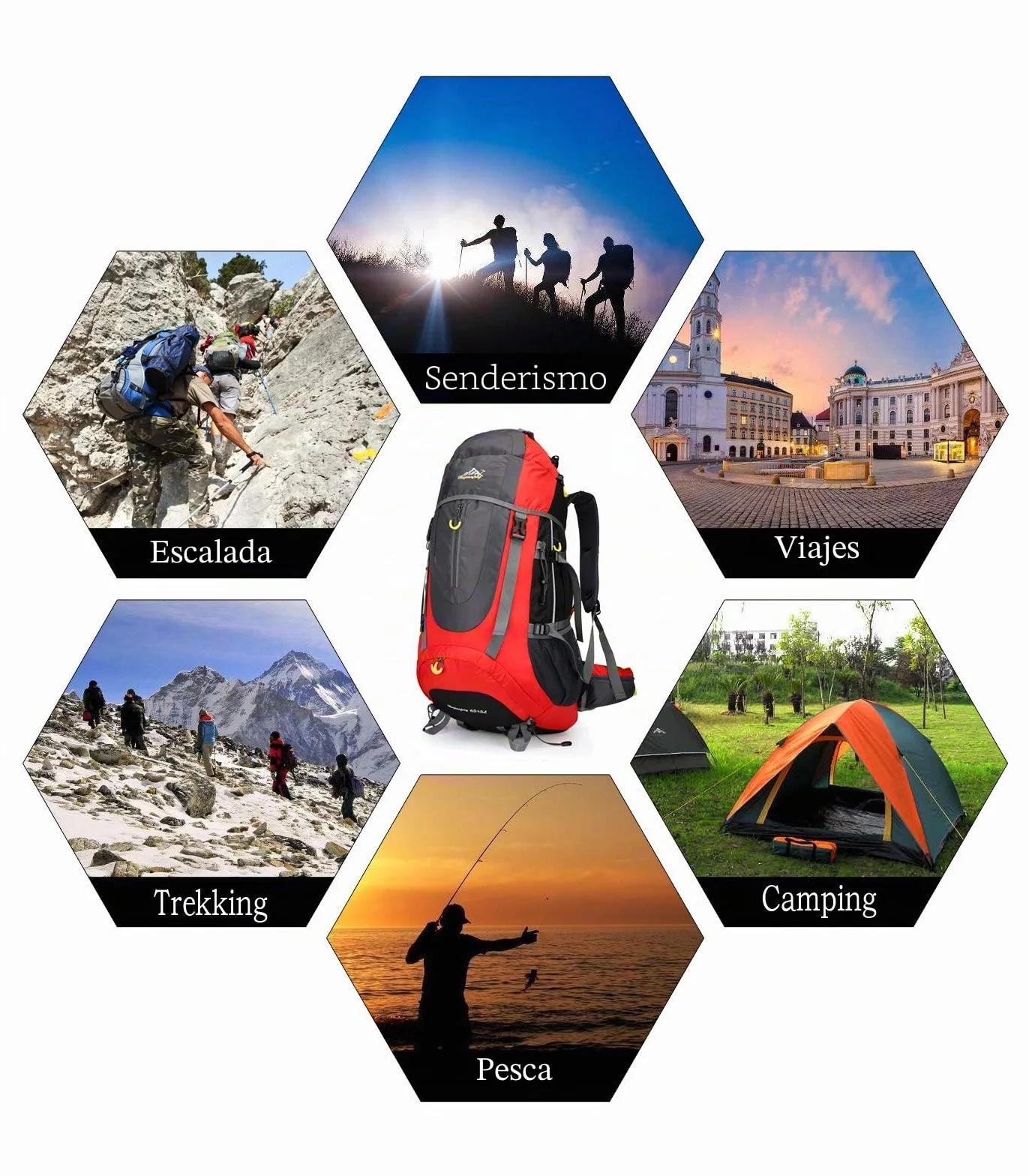 Mochila Senderismo Trekking Camping 70L para Hombre Mujer