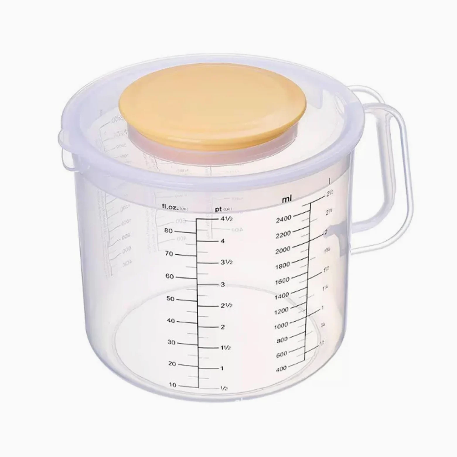 1 Unidad de Vaso medidor de plástico Transparente con Tapa - Jarra graduada con asa y Pico, Herramienta de medición precisa para Hornear, batir Huevos y Mezclar, Bol de Cocina versátil