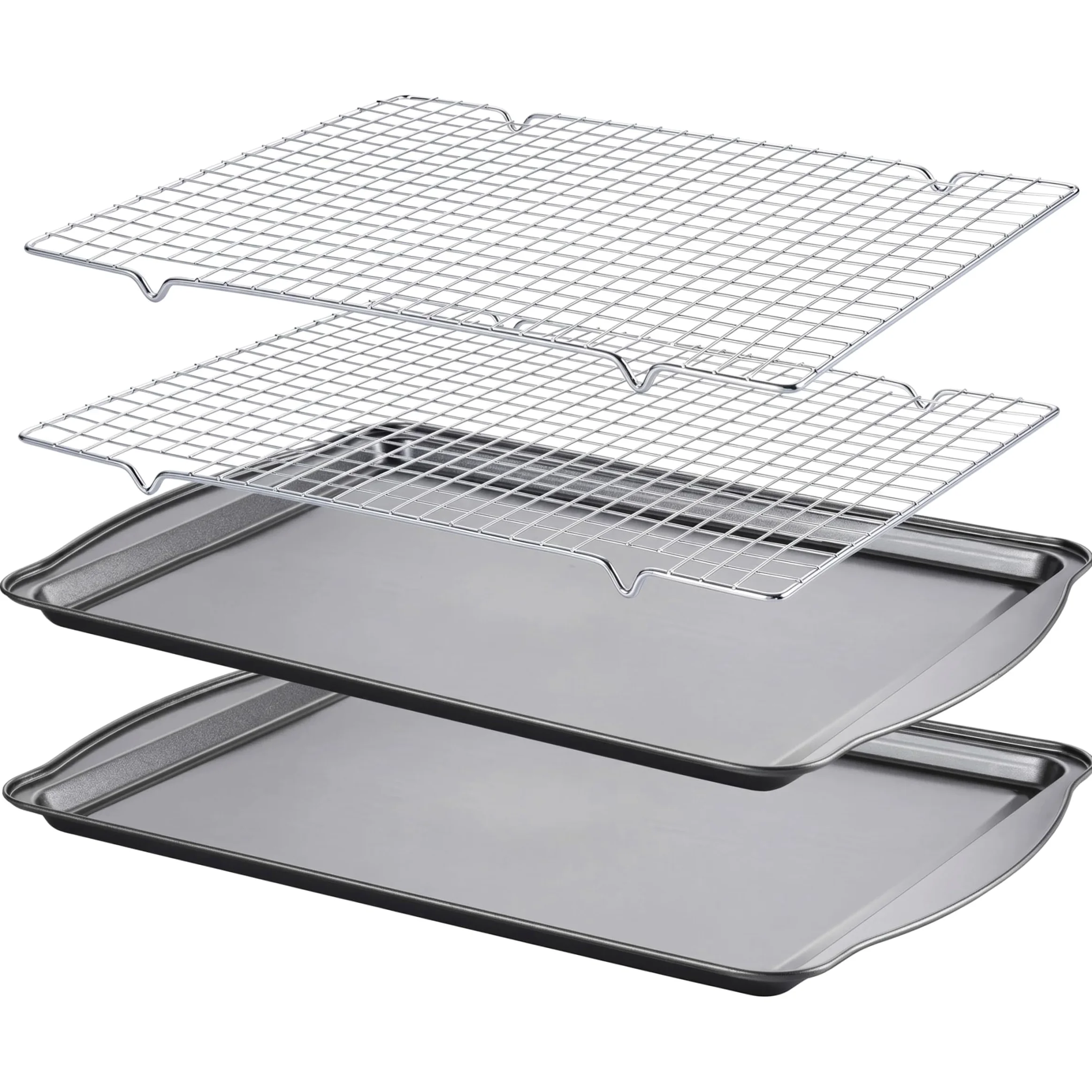 Bandeja para hornear con rejilla, 1 juego de bandeja para hornear con revestimiento antiadherente con rejilla: portátil para horno de acero inoxidable, distribución uniforme del calor para