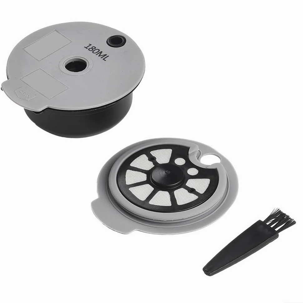 Filtro de cápsulas de café reutilizable para máquinas Bosch, cápsula de café con tapa de silicona y cepillo de limpieza, malla densa para un sabor rico