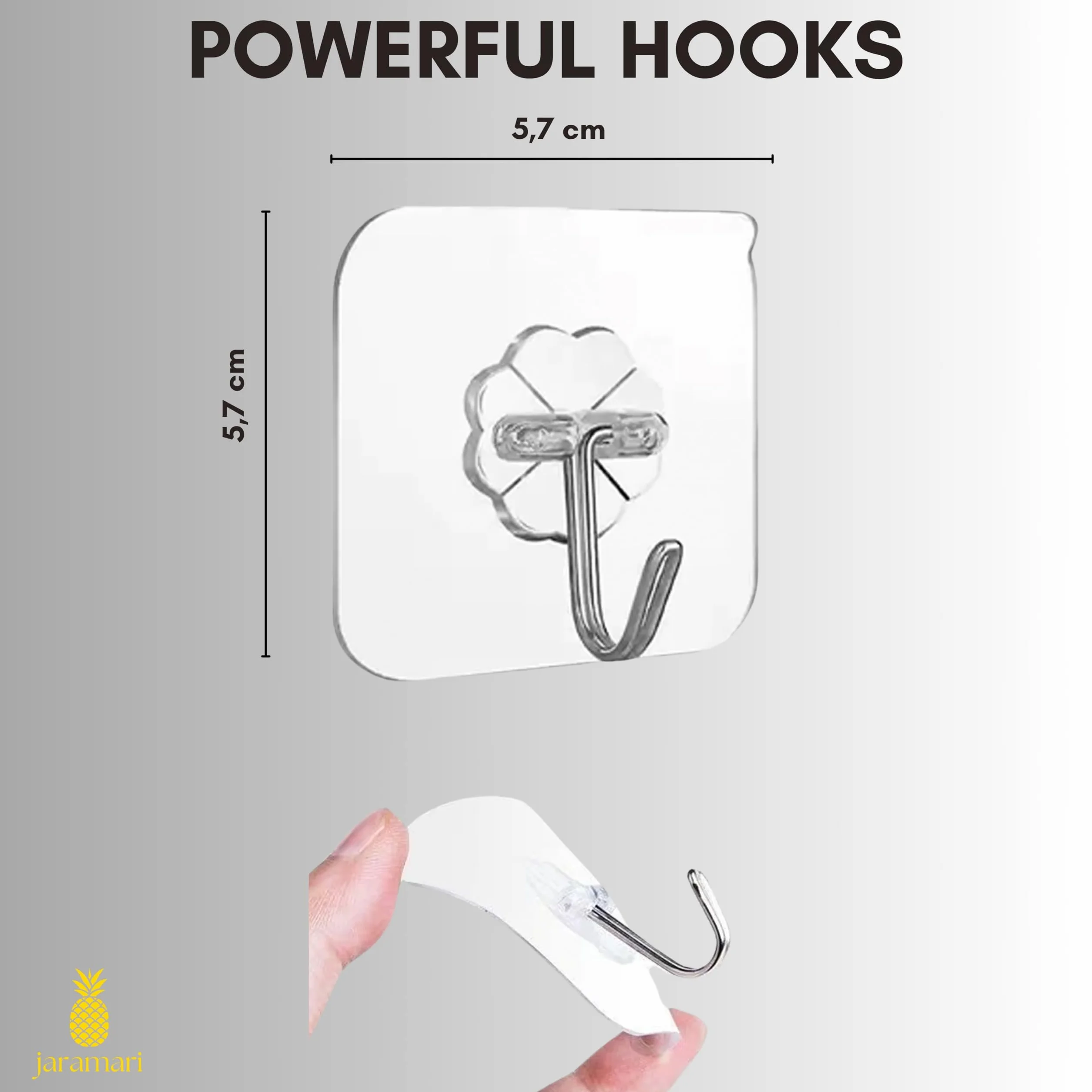 Ganchos Adhesivos Transparentes (35 Unidades) – Potente Fijación, Impermeables – Sin Taladro, para Cocina, Baño y Hogar