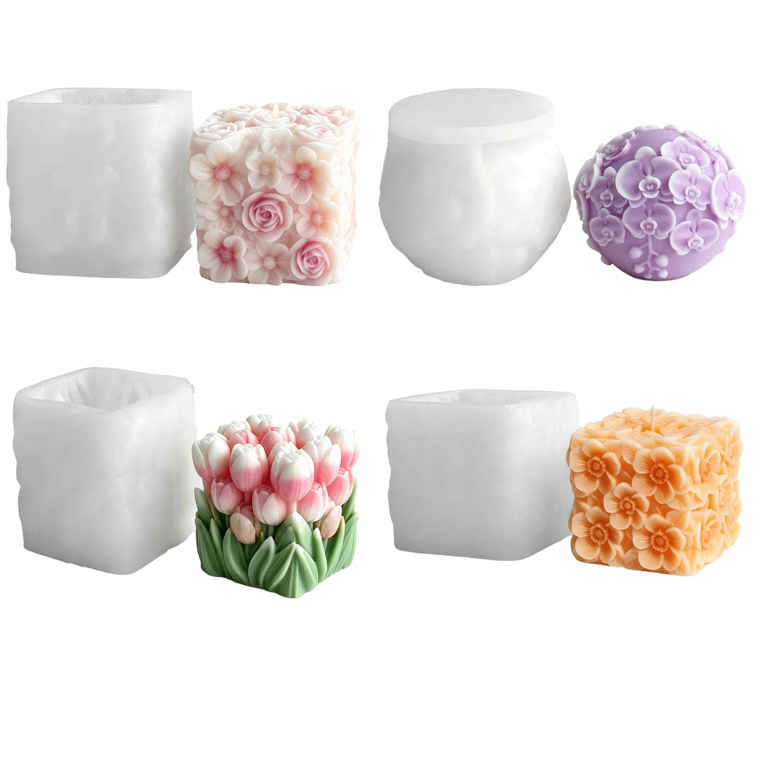 Molde de silicona con forma de cesta de flores, molde de silicona para jabón, manualidades, decoración de boda, elastómero fundido de chocolate