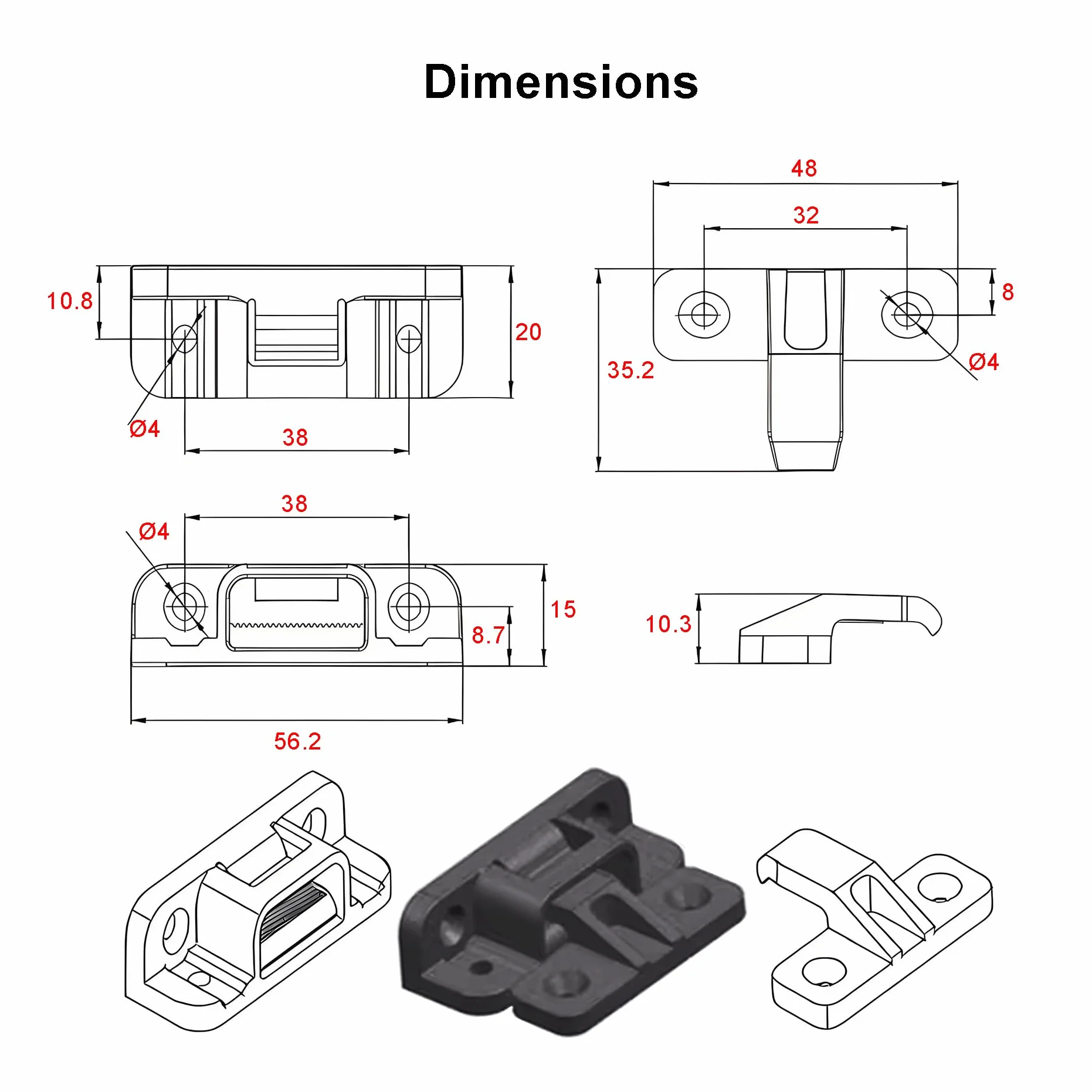 Keku AS-X Colgado Herraje Ajustables para Embutir Rapid Placas y Bastidor Cuelgue de un Conector para Mueble Capacidad Hasta 20kg Plástico (20 Par)