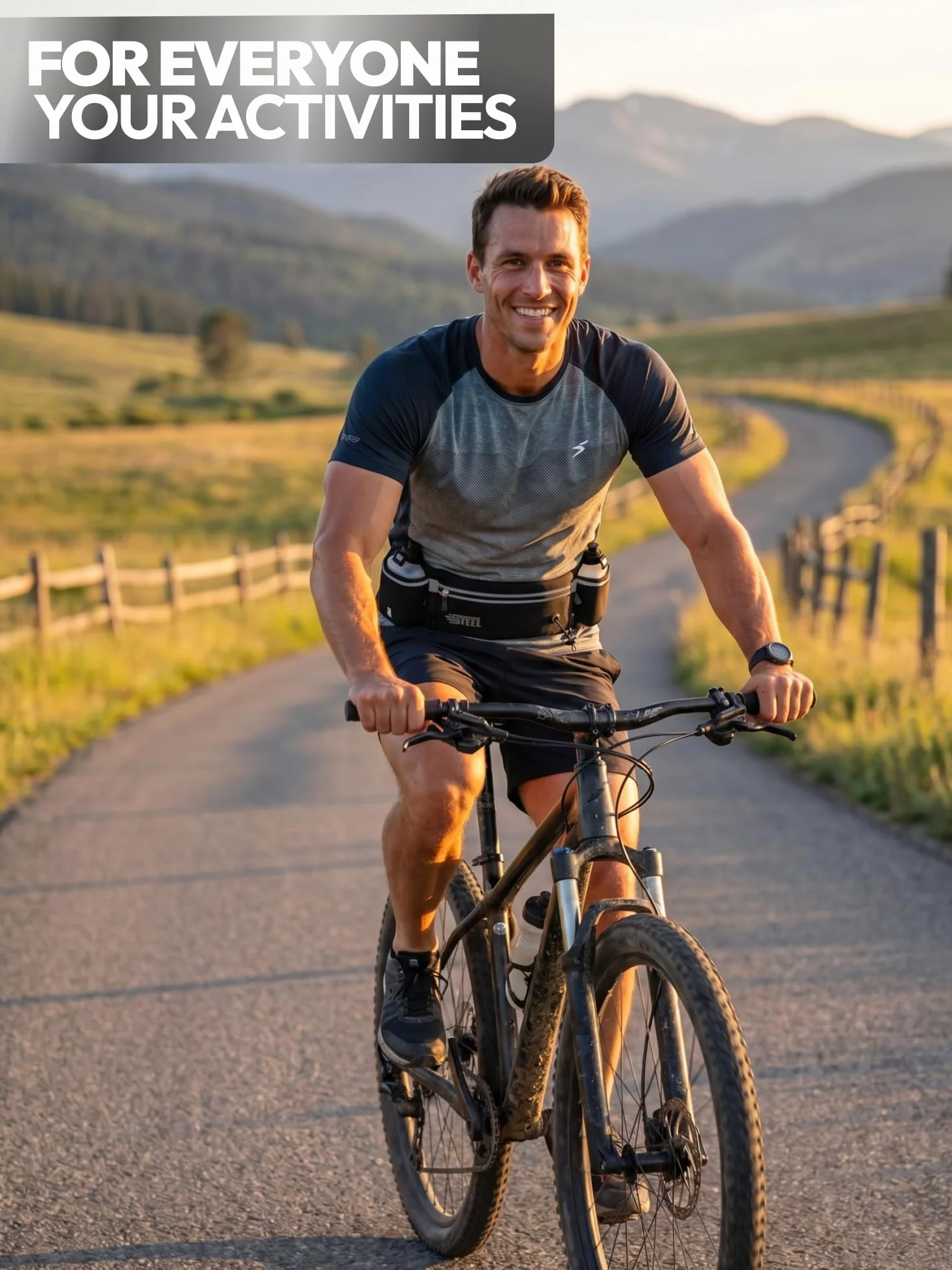Cinturón para Correr con Portabotellas Impermeable para Smartphone Hombres Mujeres (Verde)
