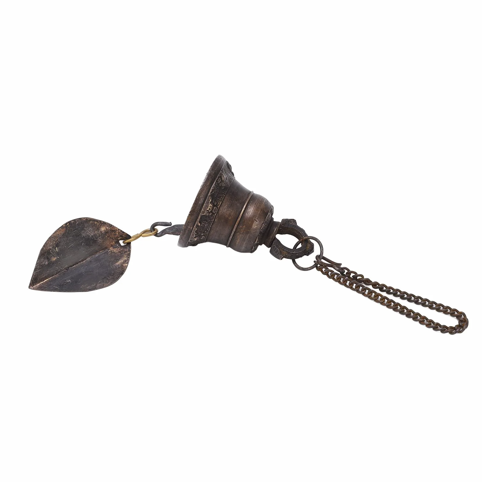 Campana de Cena de Cobre nepalí Hecha a Mano con badajo de Hierro Fundido, Campana Colgante de Gran Volumen para Puerta, Cerca o Pilar, carillón Decorativo para Cocina, casa de CAM