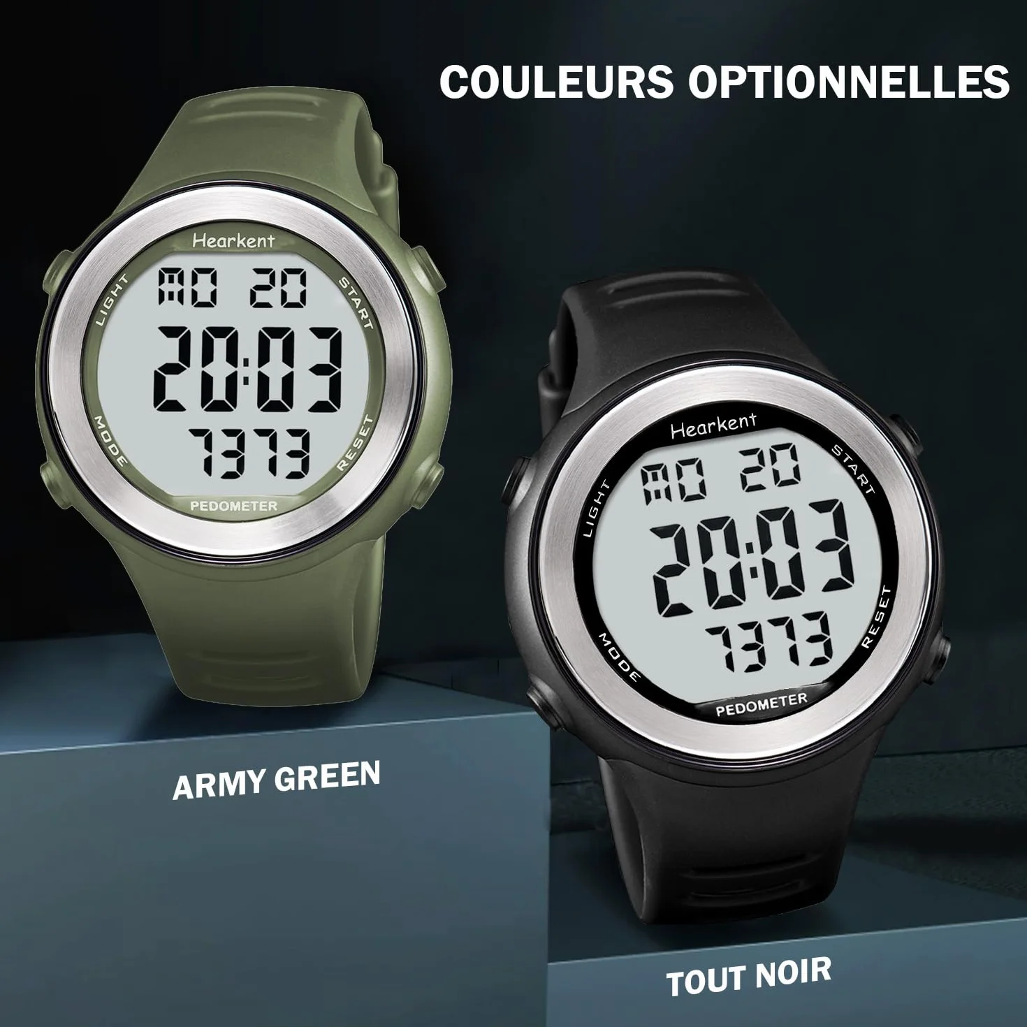 Hearkent Reloj podómetro impermeable para personas mayores sin Bluetooth