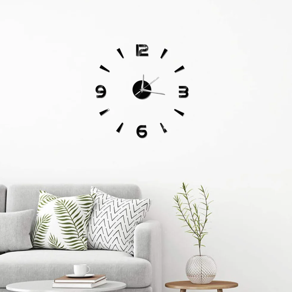 Tyenaza Reloj Adhesivo de Pared, 60 x 60 cm Reloj de Pared Silencioso y Adhesivo, Reloj de Pared Grande Salon sin Marco DIY Silencioso Moderno para Decoración, para Casa, Restaurante, Hotel(Negro)