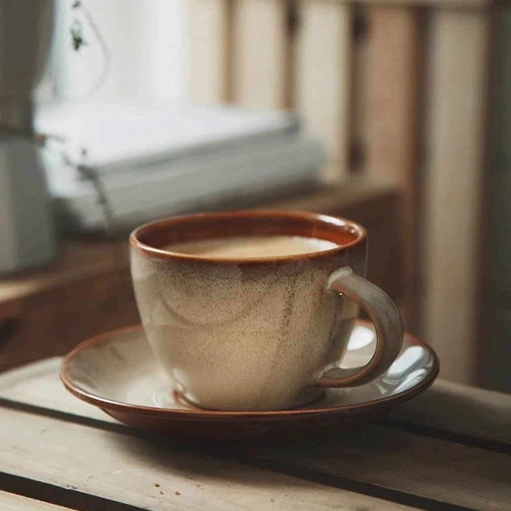 ENGENDER Tazas Cafe Taza De Café Esmaltada Al Horno, Juego Simple Té La Tarde Mug Cups(B)
