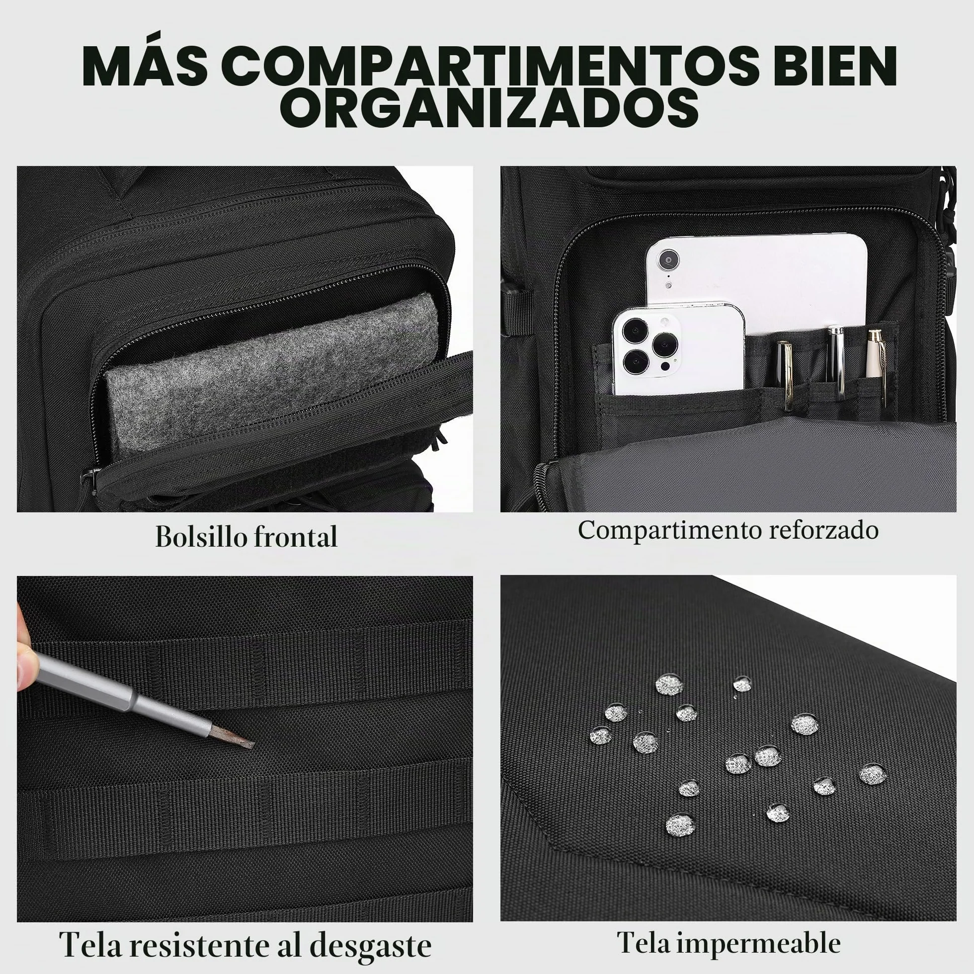 Mochila táctica militar impermeable 25L asalto 3 días Molle soporte botella agua Black