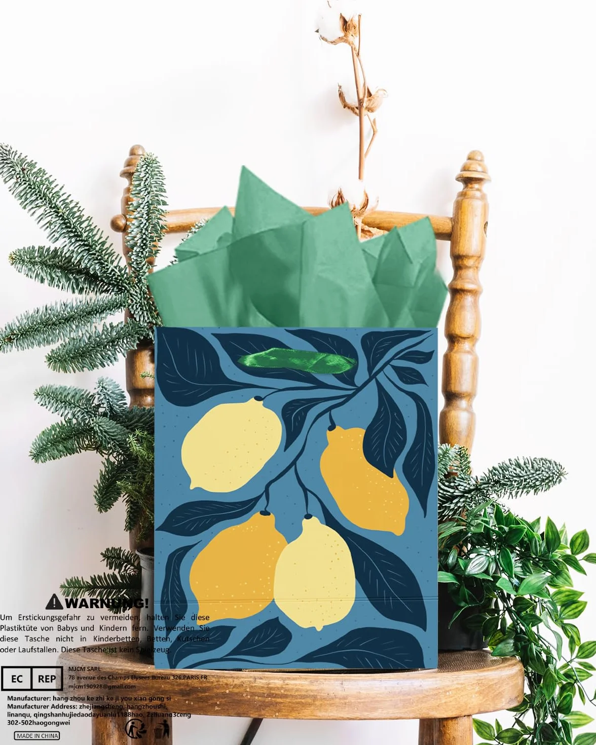Gcardist 20,1 cm x 10,9 cm x 24,4 cm 6 unidades bolsas de regalo flores con asas de papel para papel de regalo de tamaño mediano (6 bolsas + 12 hojas de papel absorbente)