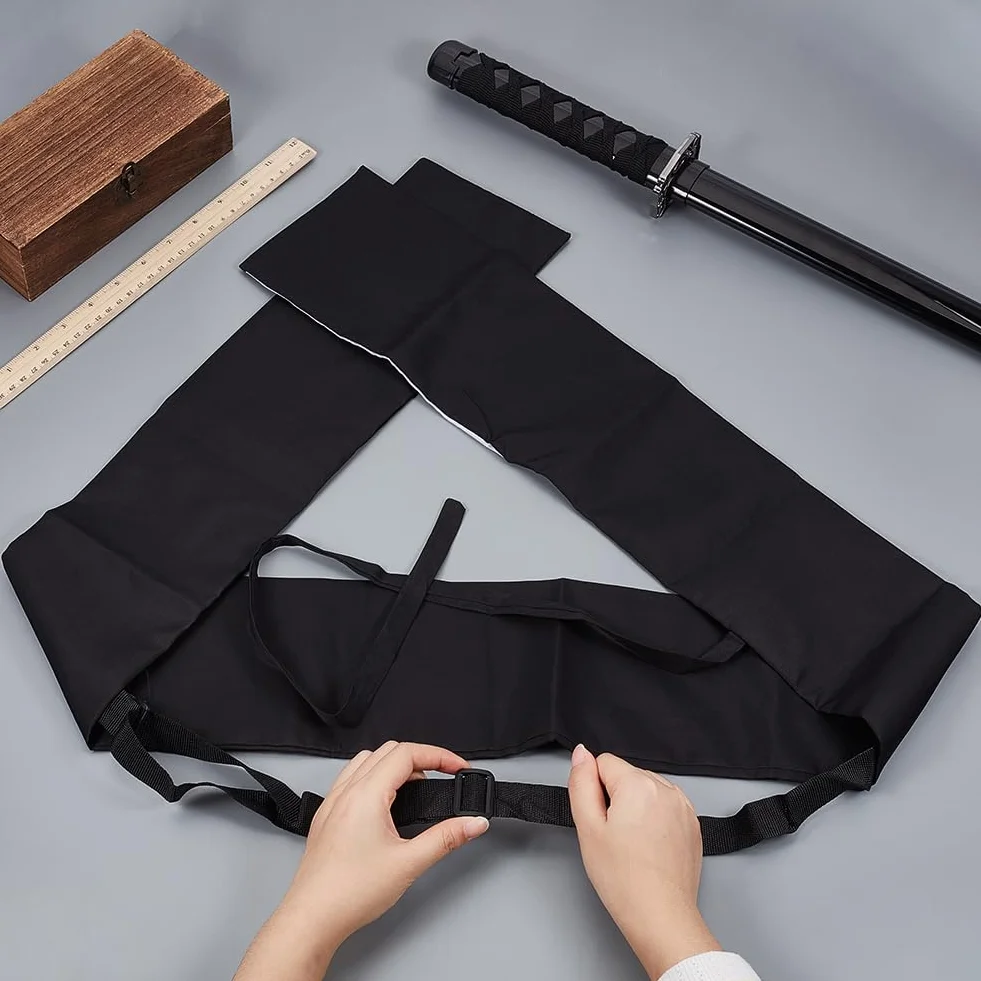 GORGECRAFT Bolsa de transporte para katana ninja, funda de almacenamiento de poliéster negro, con correa ajustable para disfraz de samurái