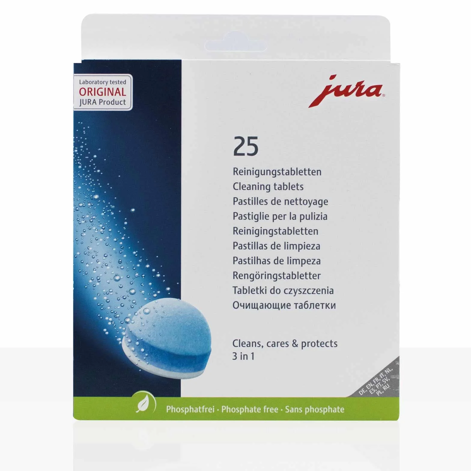 Jura Pastillas de limpieza 3 en 1 para cafeteras automáticas – 25 pastillas (1 unidad)