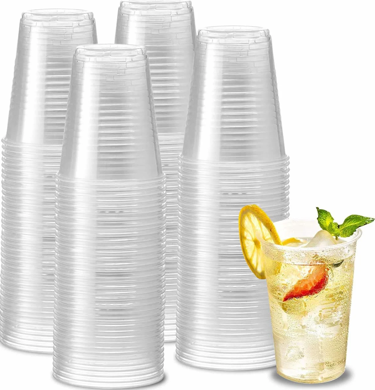 e!Orion Vasos de Plástico Desechables de Polipropileno - Reutilizable, Material Ecológico - Ideal para Fiesta, cumpleaños y Navidad - 200 ml, 1000 Unidades