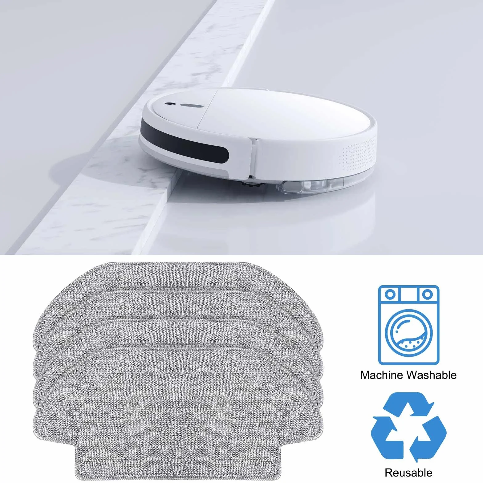 4 almohadillas de repuesto para Xiaomi S12, para Xiaomi Mi Robot Vacuum Mop 2S / Mop P/Mop Pro Robot Aspirador, lavables y reutilizables, accesorios de repuesto
