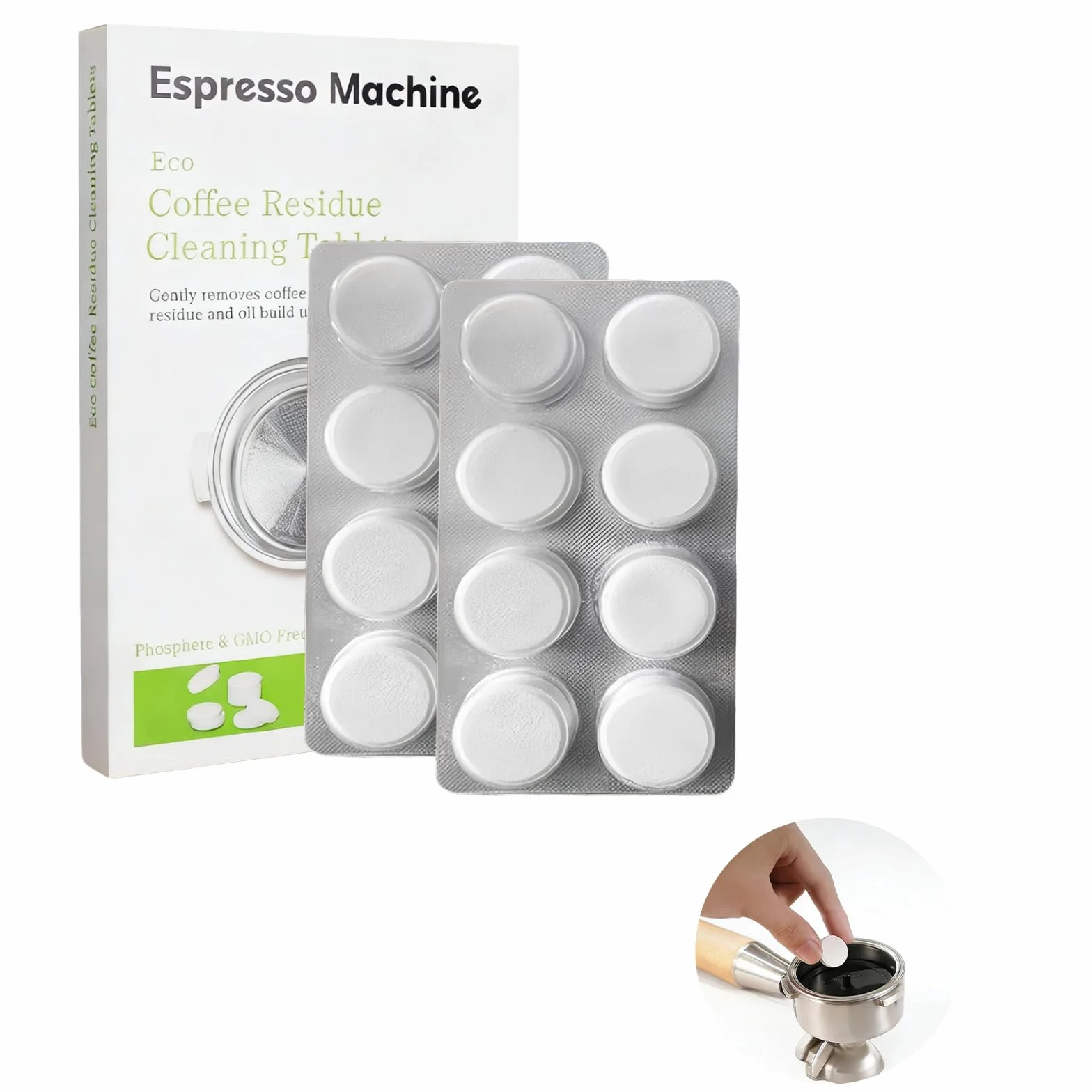 Pastillas de Limpieza para Máquinas de Café Espresso, 16 Unidades Fórmula Eficaz para Eliminar Residuos y Aceites, Mantén tu Máquina en Óptimas Condiciones y Mejora el Sabor del Café