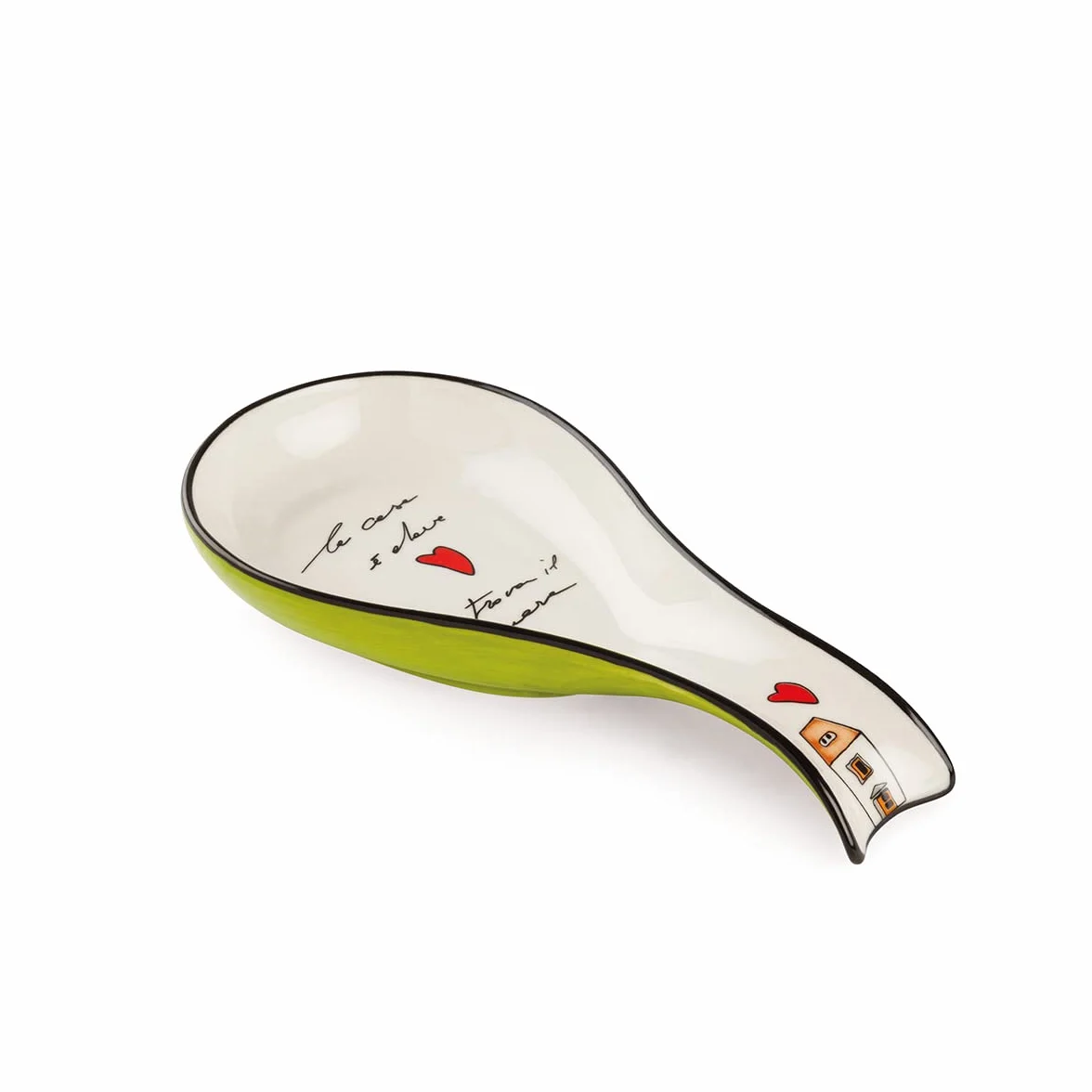 Egan Reposa cucharas Colección Le Casette. Objeto fabricado en porcelana de color verde. Dimensiones: 21 x 10 cm. Referencia: 192004