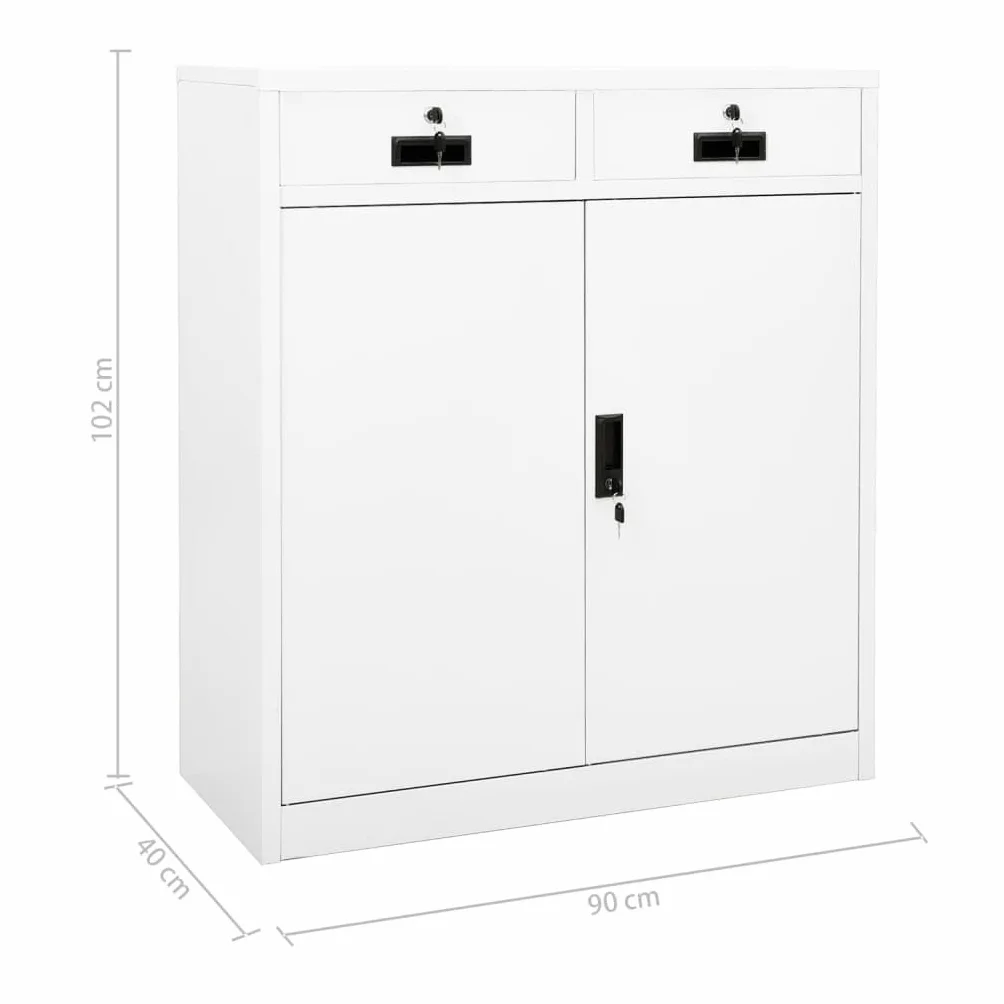 vidaXL Armario de Oficina Mueble Archivador Cajonera Almacenamiento Archivos Documentos Organizador Universal de Acero Blanco 90x40x102 cm