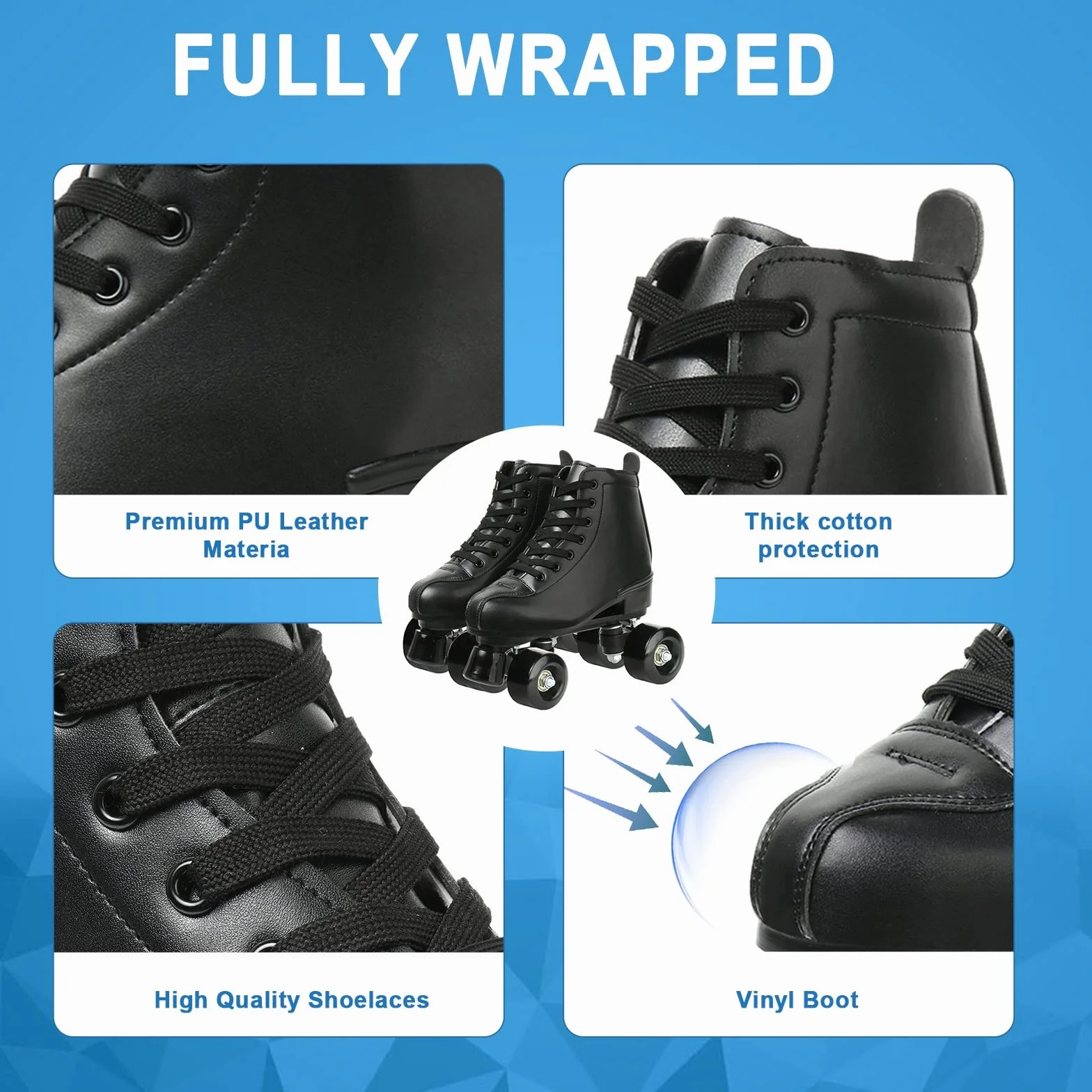 Patines de Doble Fila Ajustables Hightop Indoor Outdoor Adultos
