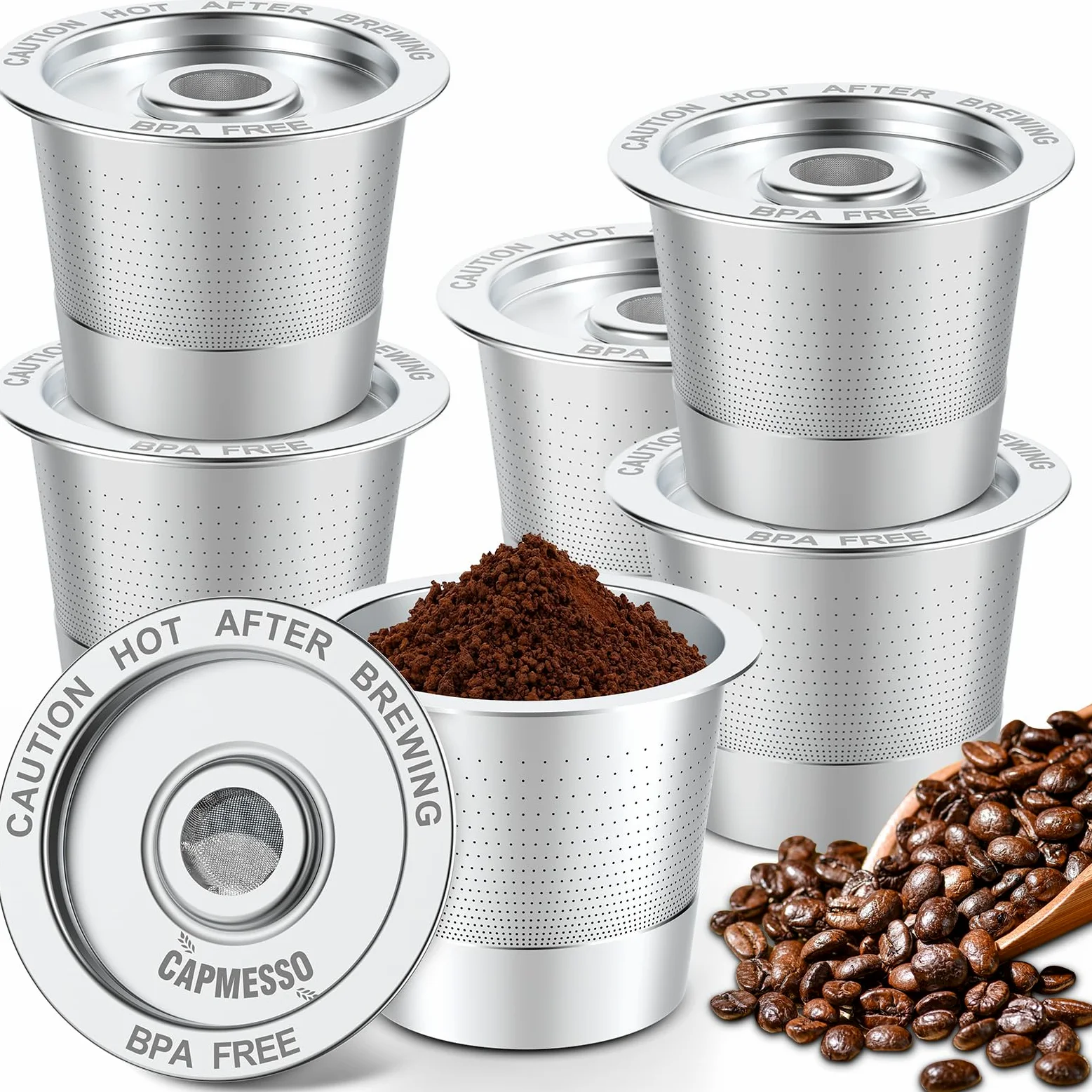 Paquete de 6 cápsulas de café reutilizables K Cups para Keurig 1.0: taza K Cup recargable de acero inoxidable, filtro de café reutilizable para cafetera Keurig 1.0, permanente, ecológico, diseño