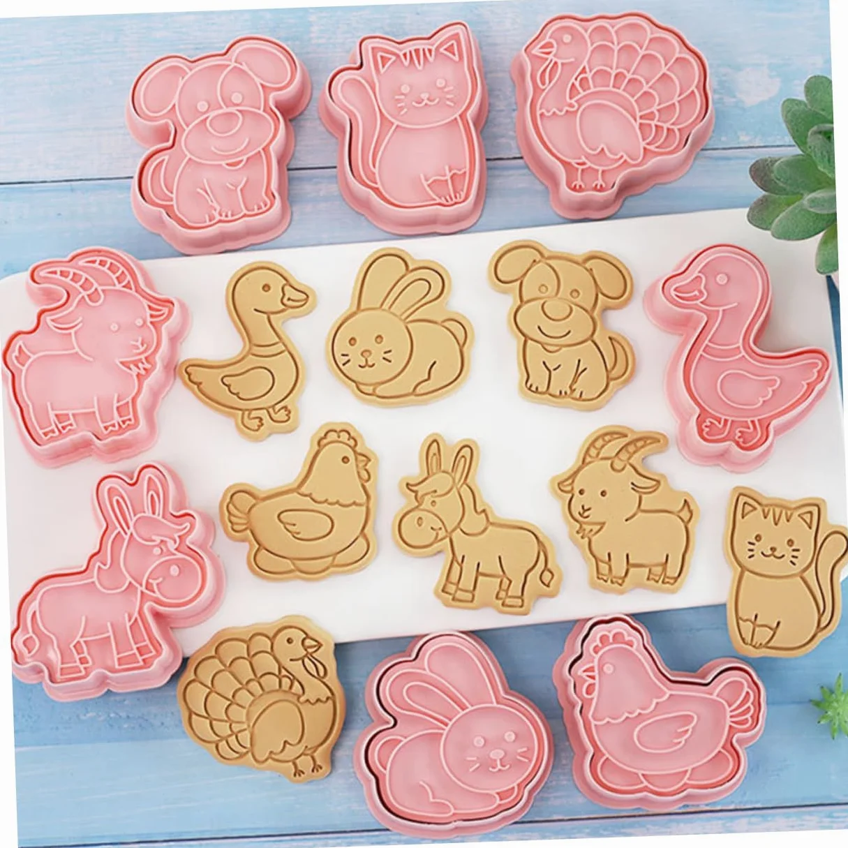 Cabilock 5juegos Cortadores De Galletas De Animales De Plástico Reutilizables Para Hornear Set De Moldes De Biscuit Para Repostería y Infantiles y