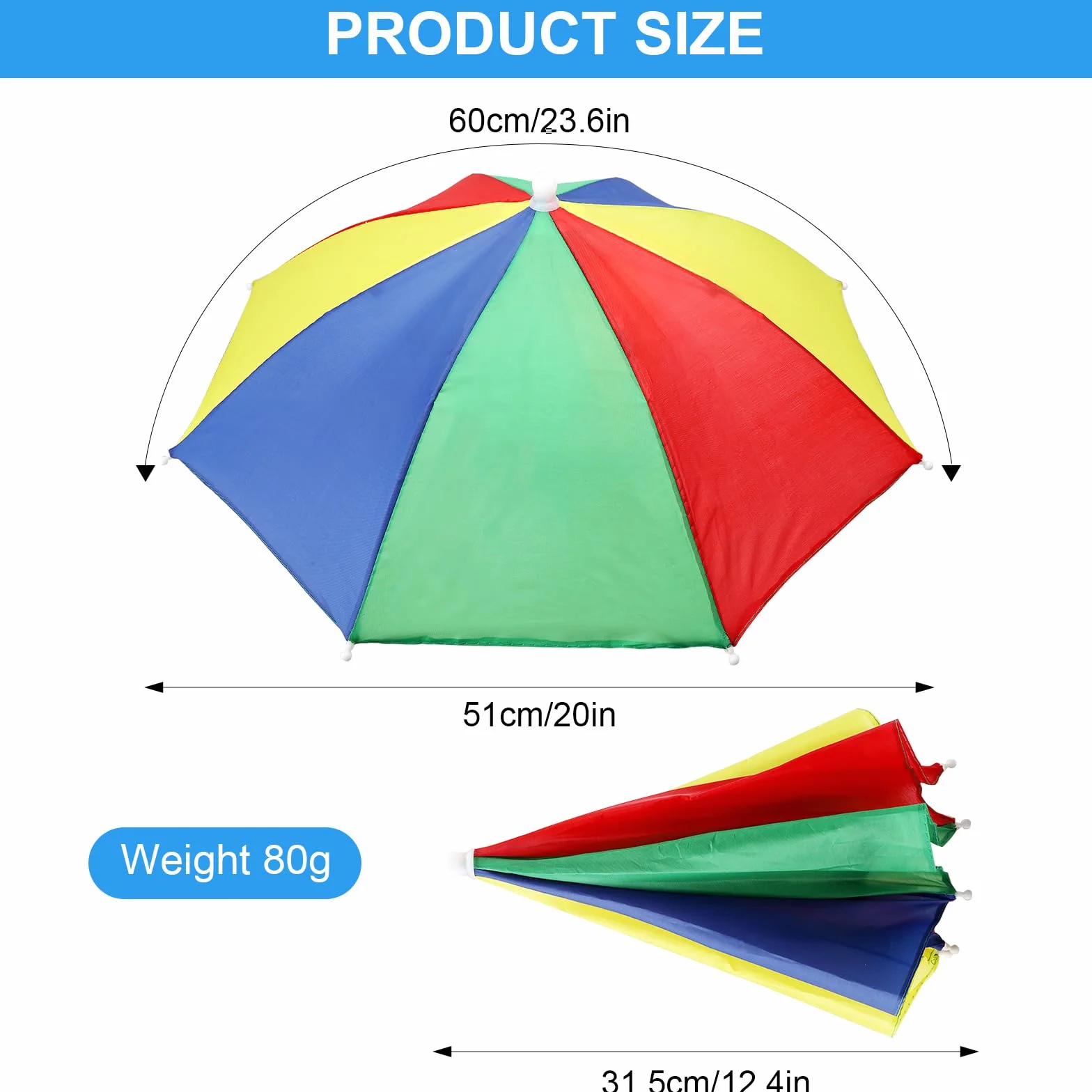 Sombreros de Paraguas 3 PCS Gorras de Paraguas de Arco Iris Ajustable para Adultos Niños Playa