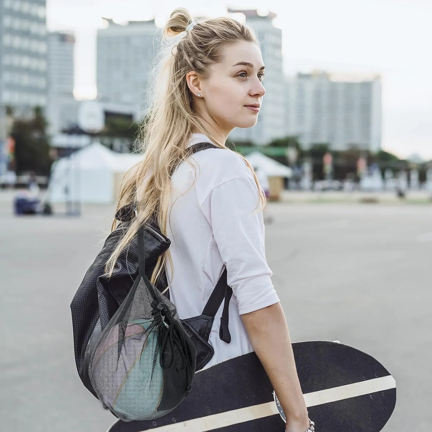 Bolsa de Baloncesto con Cordón, Red para Pelotas, Mochila Portátil de Balones