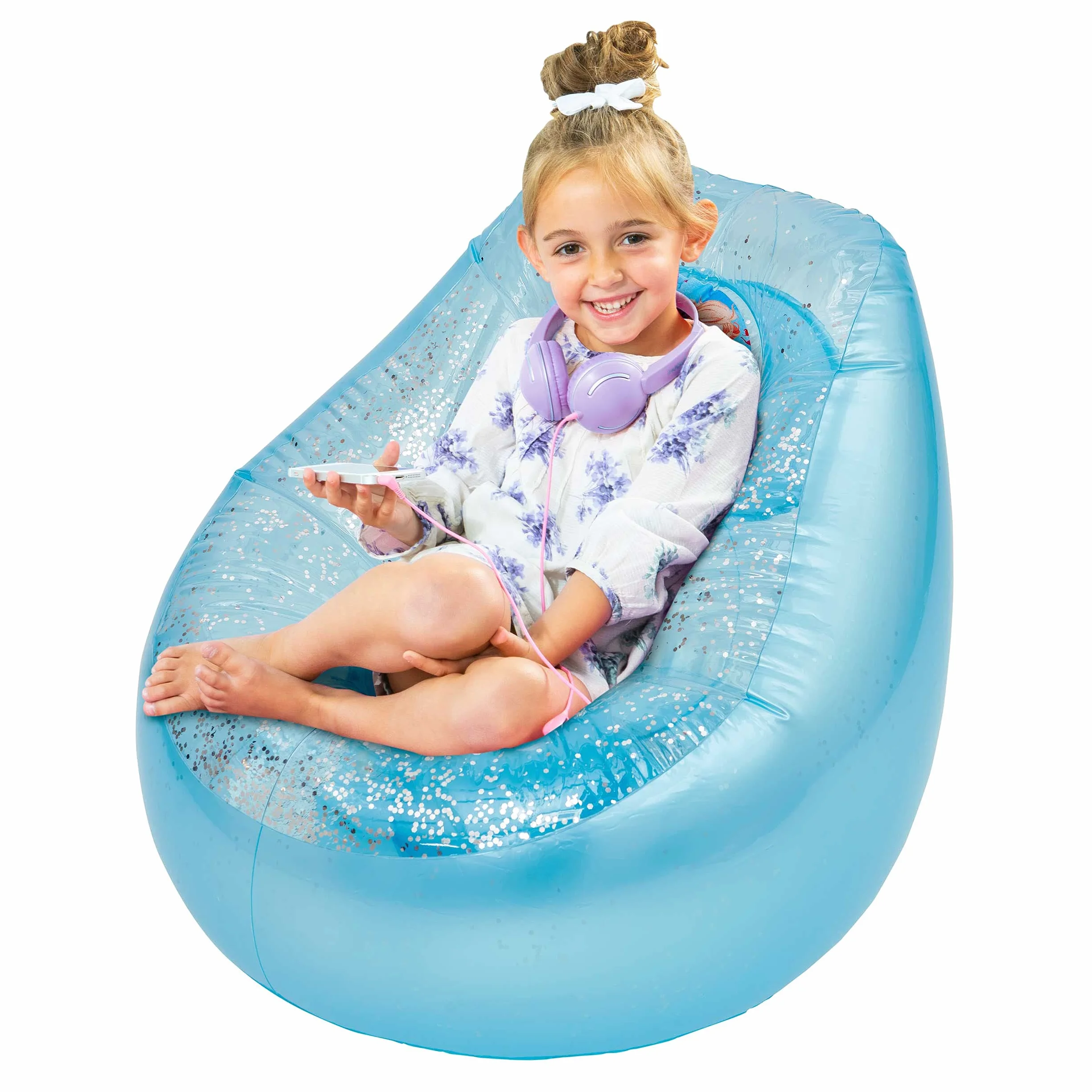 Disney frozen 289FZO Silla Inflable con Purpurina para niños, Color Azul y Blanco