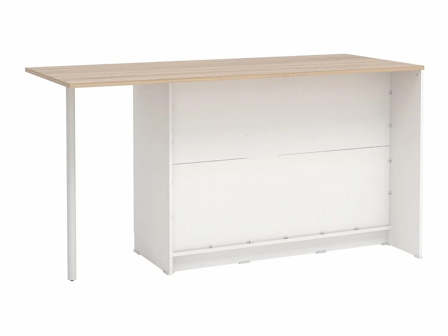 Venta-Unica - Isla Central de Cocina con 2 Puertas, 1 cajÛn y 2 estantes - Blanco y Natural Claro - TUNORI