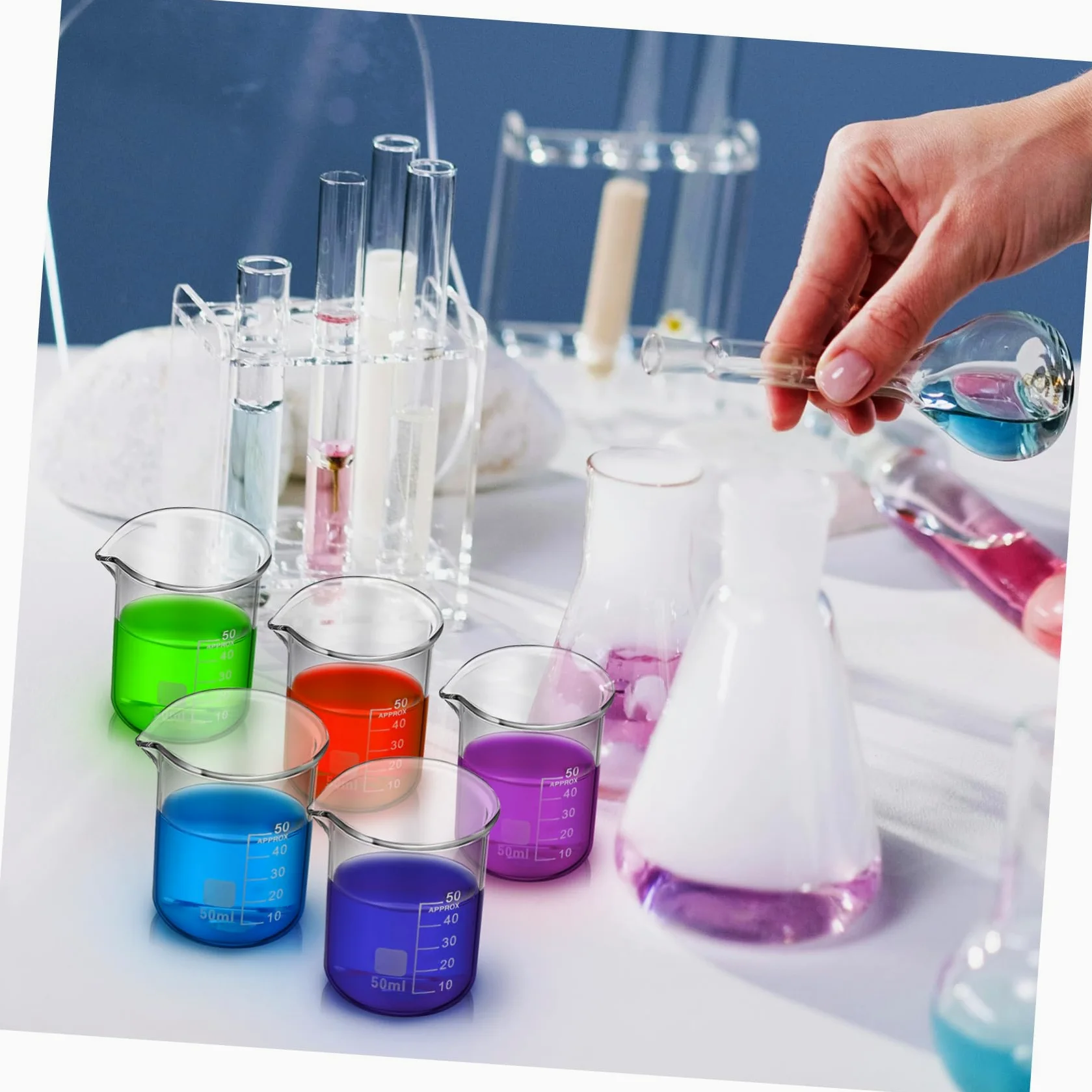 ULTECHNOVO Vasos de Precipitados Medición Precisa de Vidrio Transparente 20 de 50ml y Diseño Estable, Ideales para Laboratorio y Uso Científico