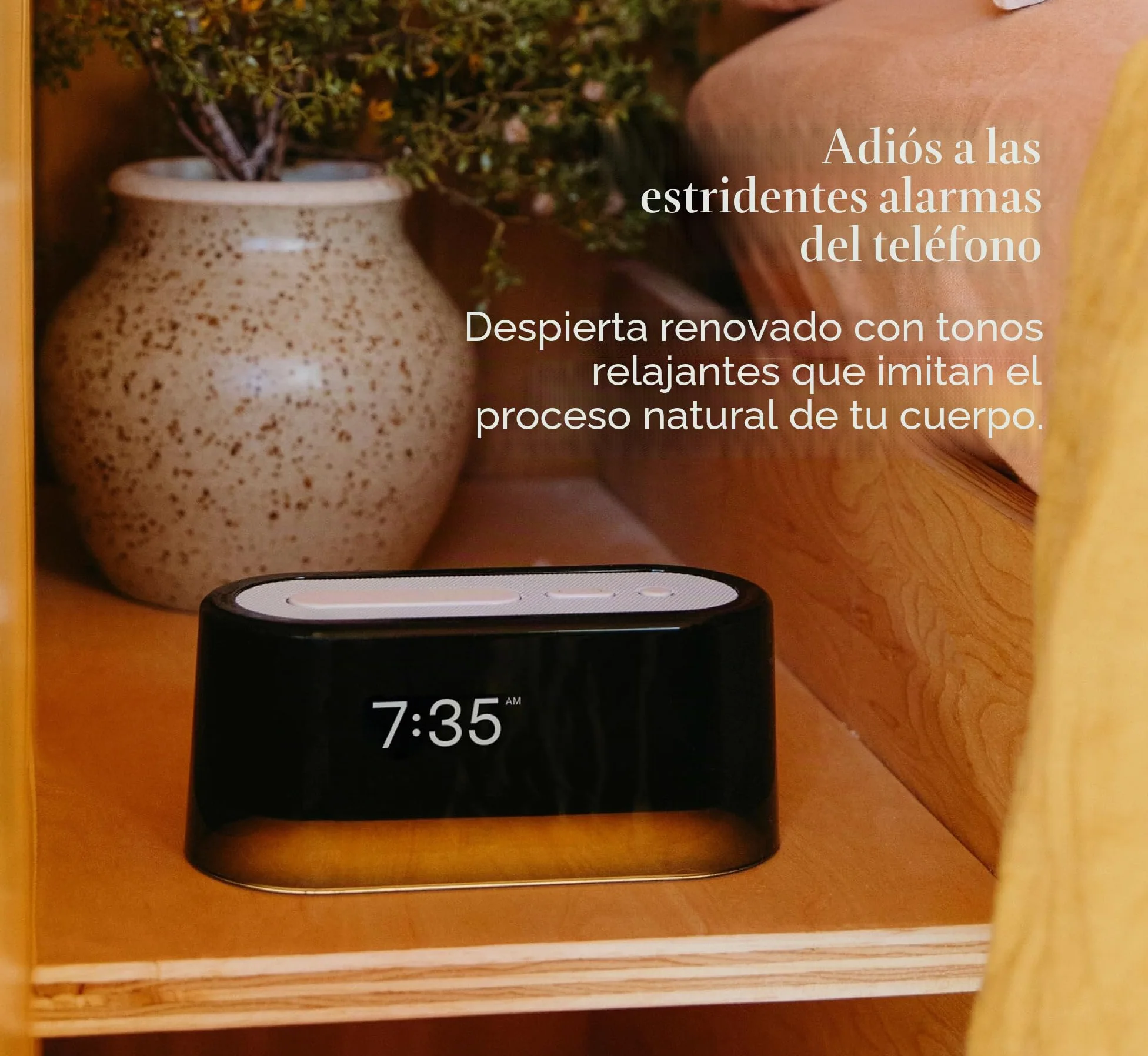 Loftie reloj despertador inteligente para dormitorio, despertador con luz, altavoz Bluetooth, ruido blanco, sonido natural, luz nocturna, modo opaco, alimentado por pilas