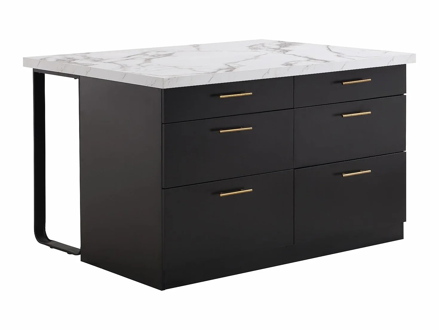 Vente-unique - Isla Cocina 2 plazas Alegrita - MDF - Negro, Blanco