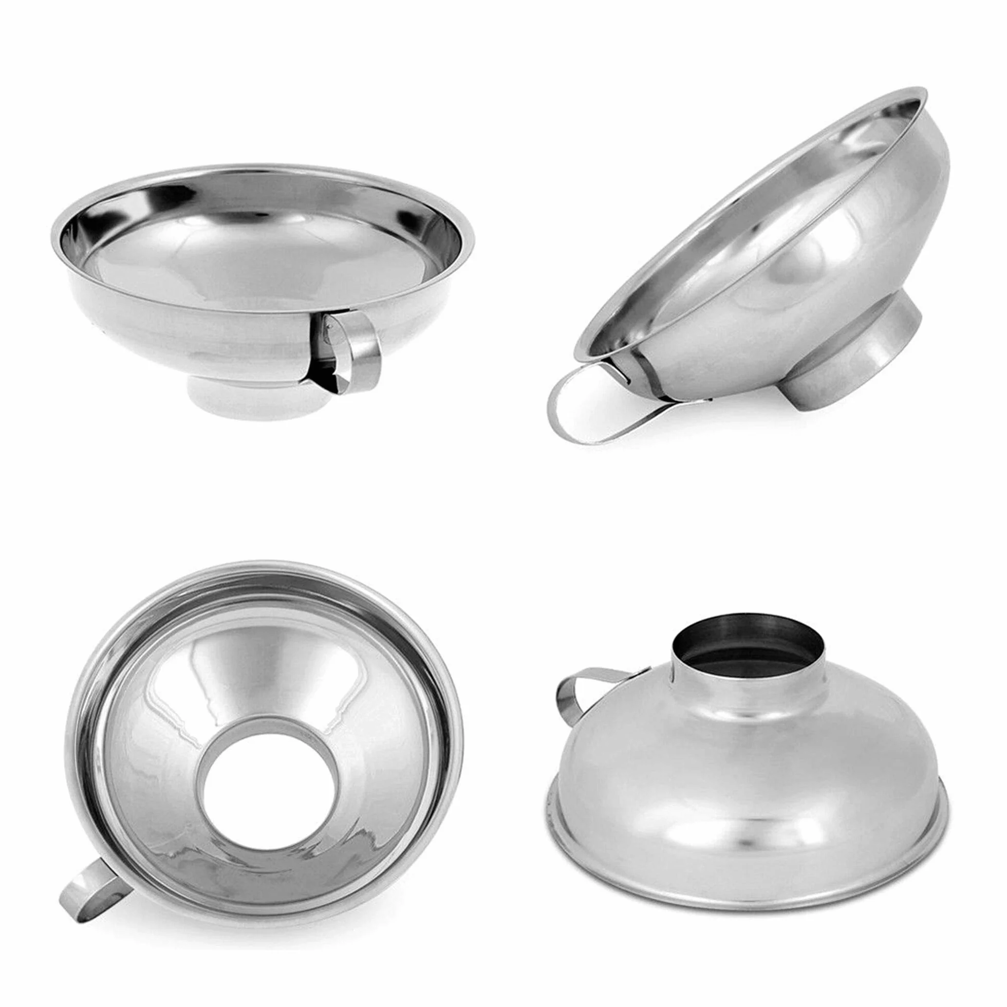 Acero Inoxidable Mermelada Embudo 2pcs Latas Anchas Juego de Embudo de Cocina Jam Canning Funnel para el Transporte de Líquidos Aceites Polvos Frijoles