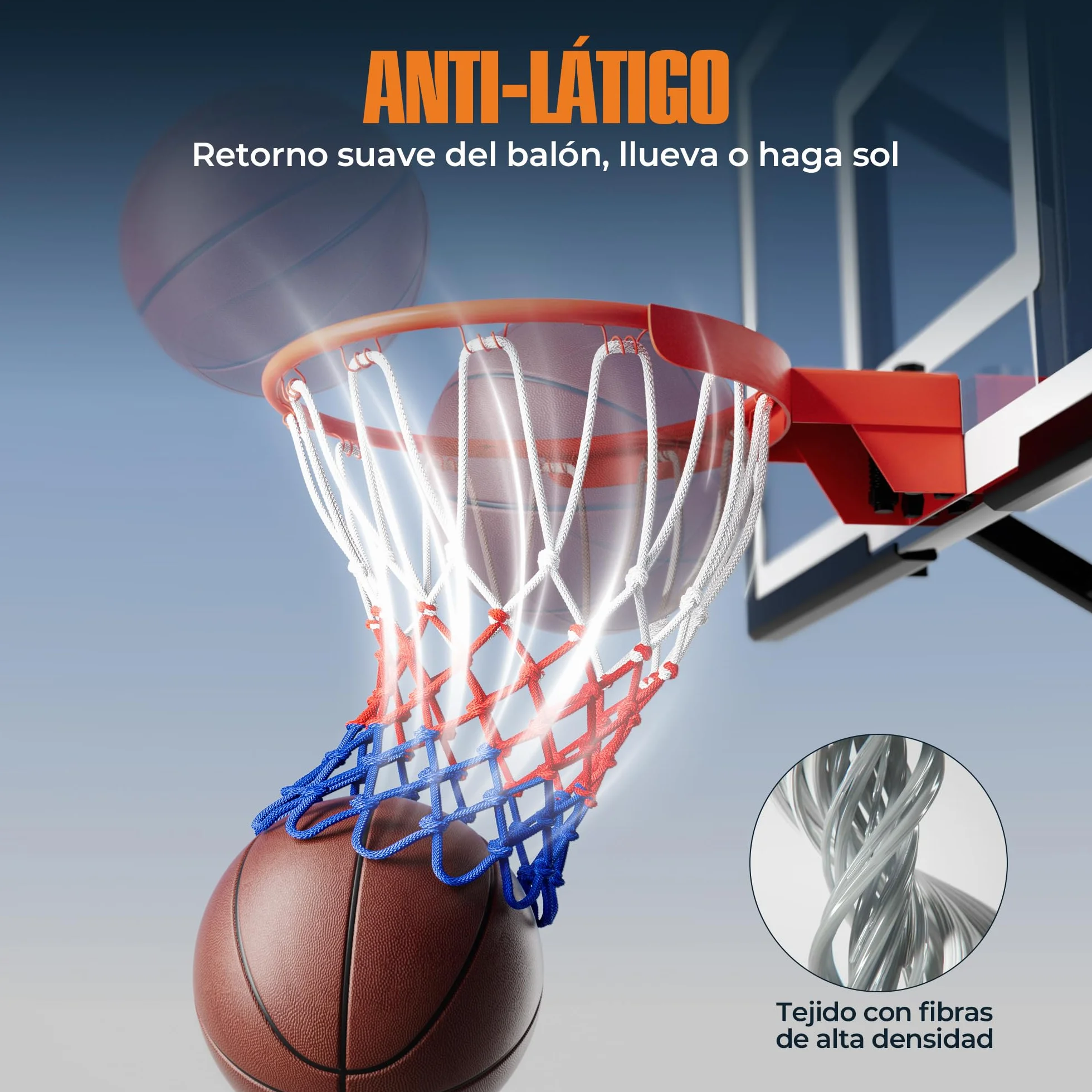 Profesional Red de Baloncesto 150g Repuesto Resistente 12 Ganchos Blanco Rojo Azul