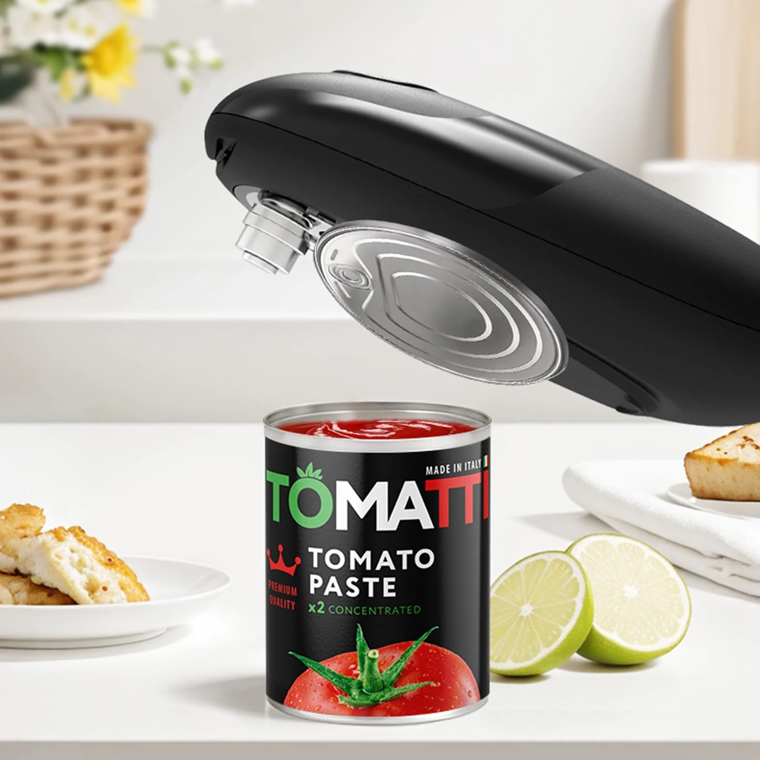 Abrelatas Eléctrico para Personas Mayores, Latas Redondas Fáciles de Abrir de Todos los Tamaños, Abrelatas para Electrodomésticos de Cocina para Personas con Artritis y Personas Mayores
