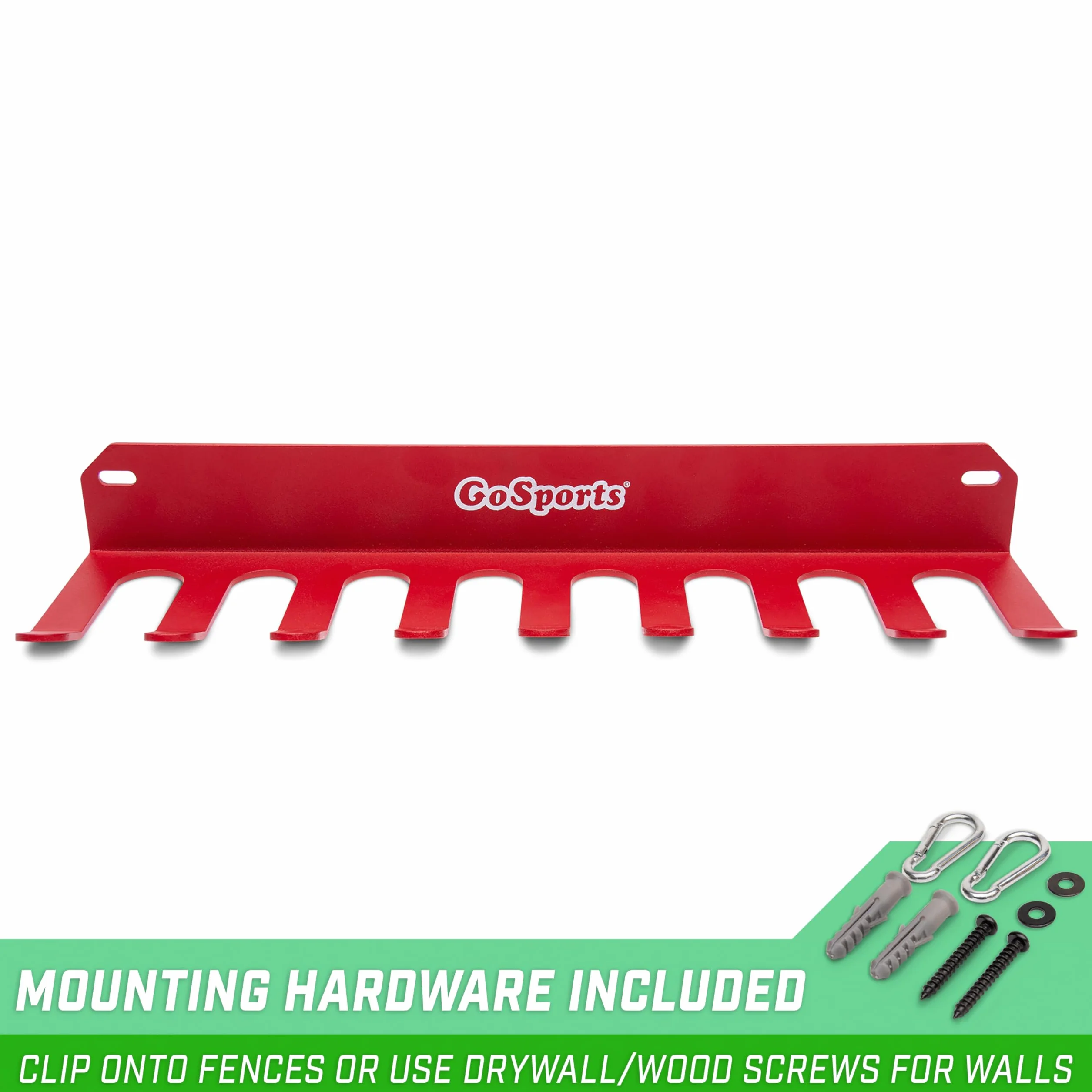 GoSports Baseball & Softball Bat Rack Black Red Holds 16 Bats Wall Mount Dugout Fence