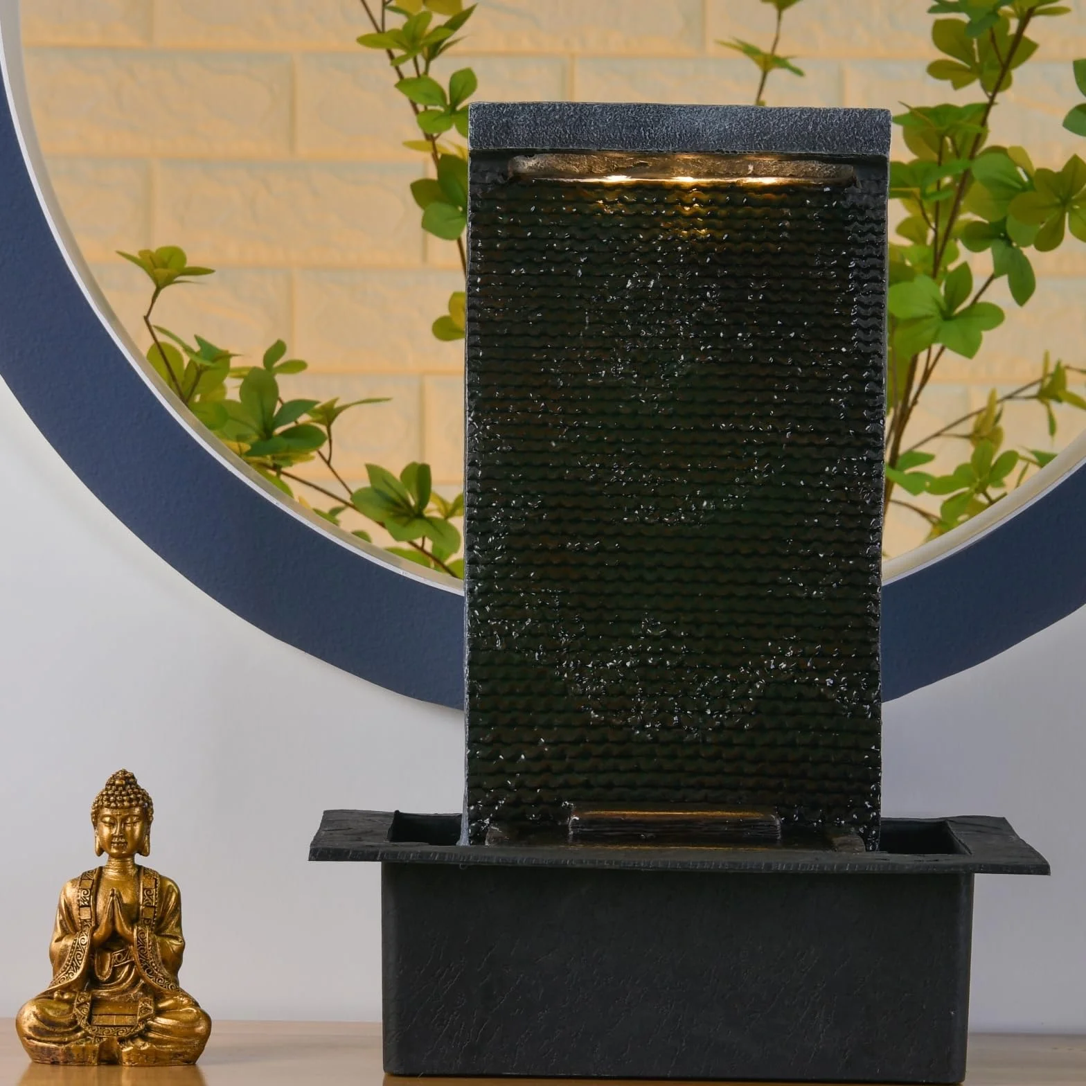 Zen'Light Zenitude Fuente de poliresina Negra 31 x 31 x 42 cm