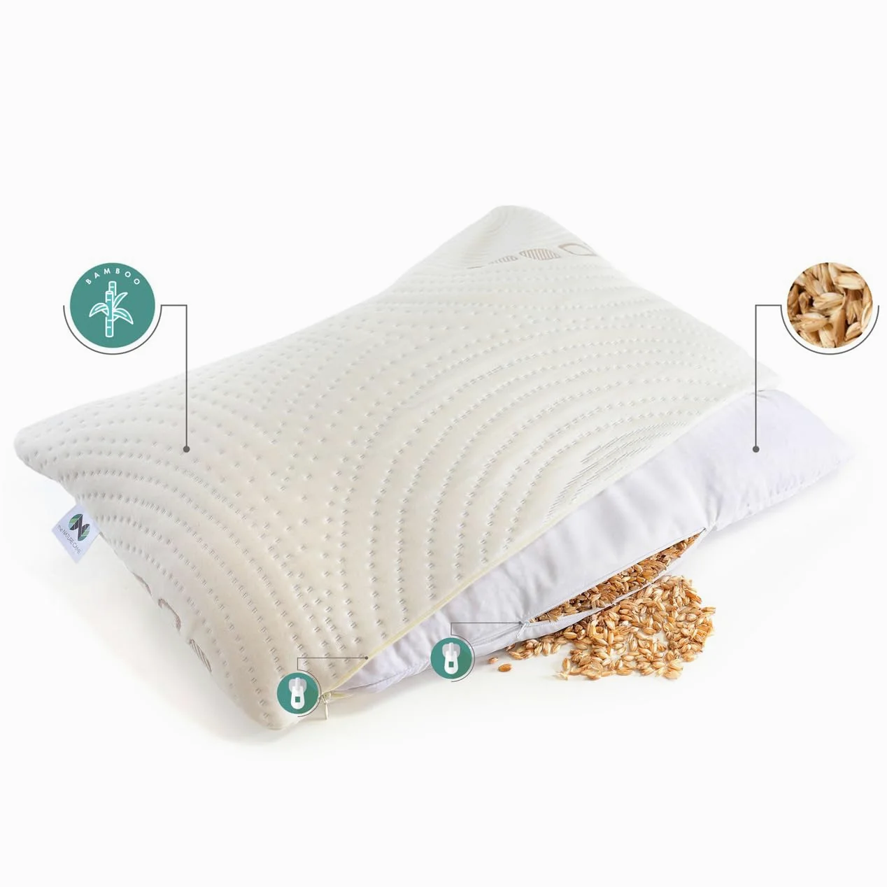 Almohada de espelta, almohada para el cuello, dolor de cuello, almohada para dormir de lado con fundas de cojín de bambú, cáscara de espelta, almohada de apoyo para el cuello, almohada ortopé