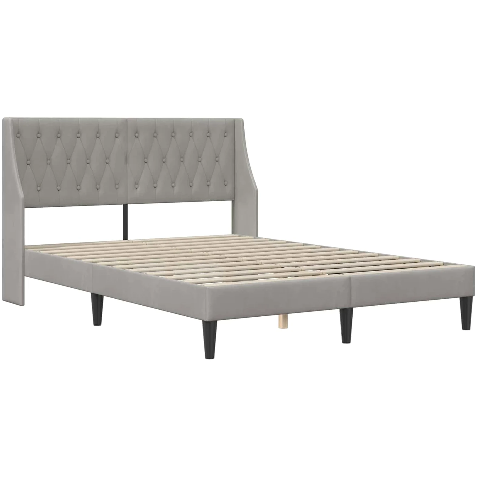 Estructura de cama con colchón de terciopelo gris claro, 160 x 200 cm, incluye colchón de espuma de 20 cm, marco de madera contrachapada, para dormitorio e invitados
