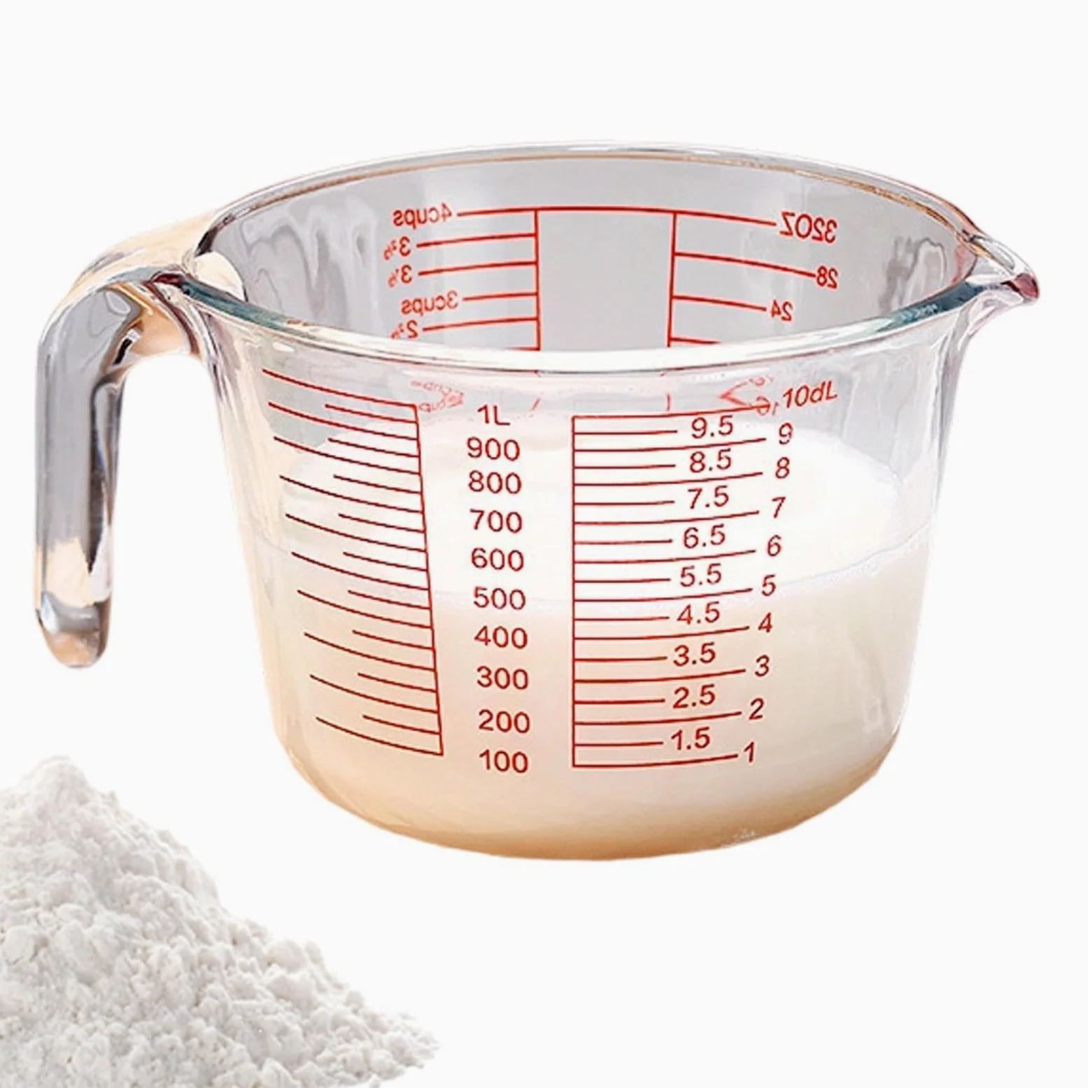 Tazas Medidoras de Vidrio Recipiente De Medición Portátil Transparente | Contenedor Medidor Vidrio Para Horno Lavavajillas Congelador Medición Horneado Cocción Cocina Hogar Casa