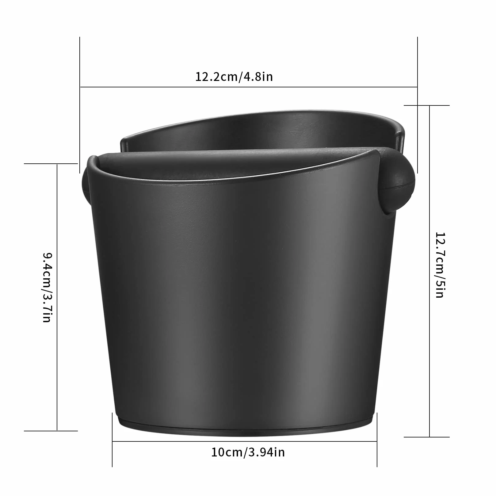 Caja para Posos de Café, Café Knock Box, Café Molido Recipiente, Cajon para Posos de Café Barista Plástico Negro con Barra de Golpe de Metal Extraíble
