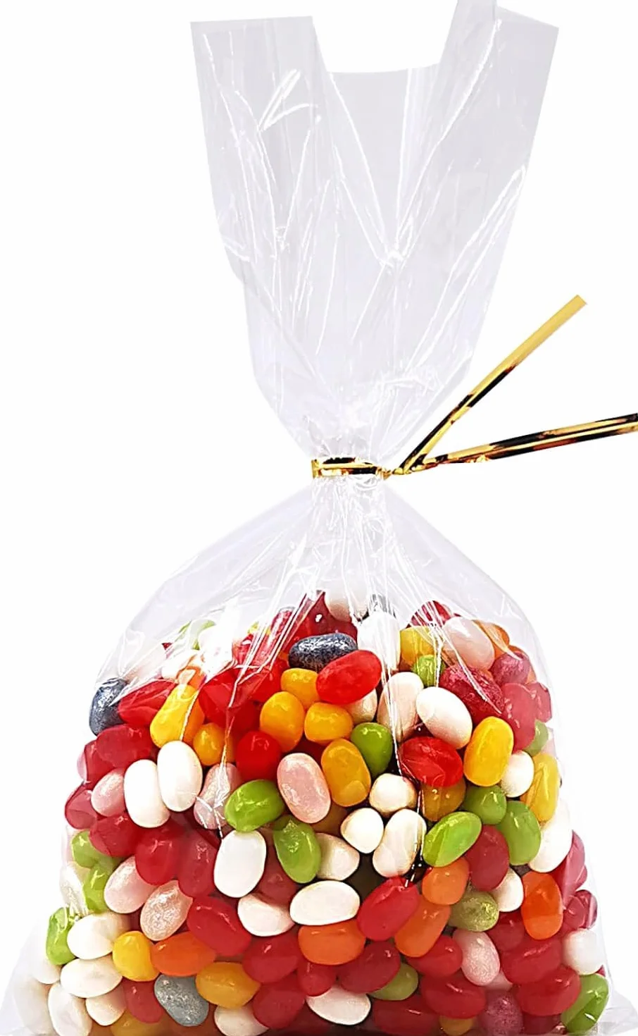 Frogetu 50 Bolsas Transparentes para Chuches Cintas Metálicas,Bolsas de Chuches 20x30 cm,Bolsa Celofan Transparente,Bolsas Transparentes para Regalos,Bolsas para Chuches Cumpleaños,Bolsa Celofan