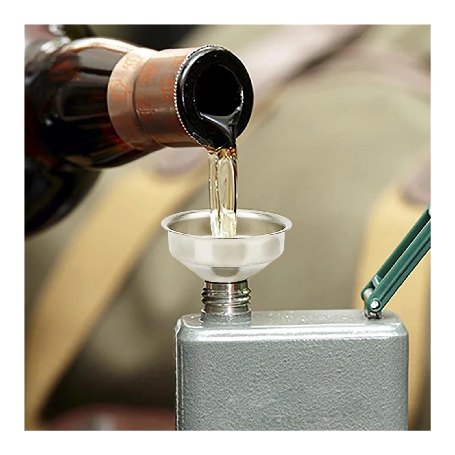 Embudos de cocina, embudos, embudos metálicos pequeños, embudos de boca pequeña for llenar petacas, botellas de boca estrecha, mini embudo de acero inoxidable for botellas de vino.(Largeac 3.8 Cm)