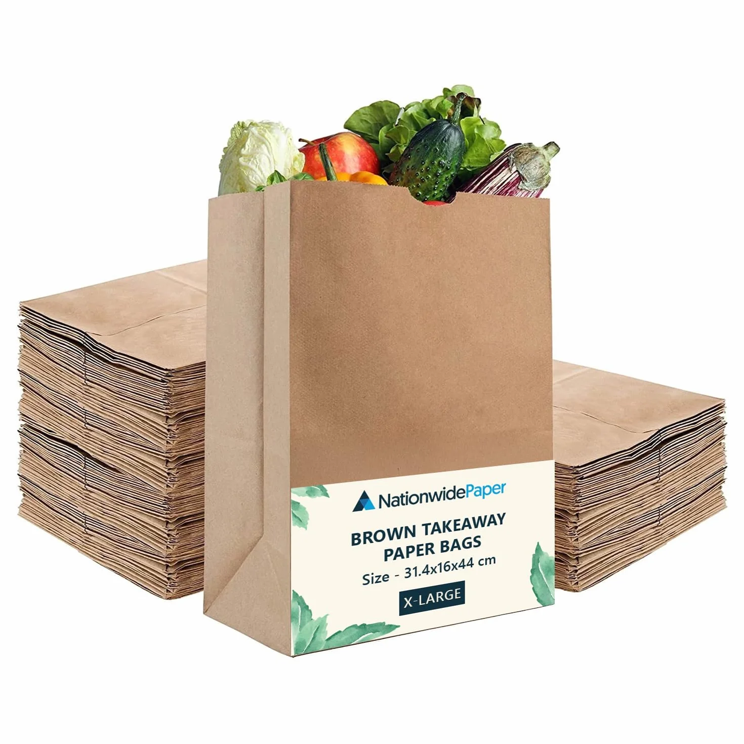 200 bolsas de papel marrón extragrandes, sin asas, fuertes bolsas de papel kraft para llevar, para comestibles, frutas, aperitivos, almuerzo, cumpleaños, boda, proveedor y verduras