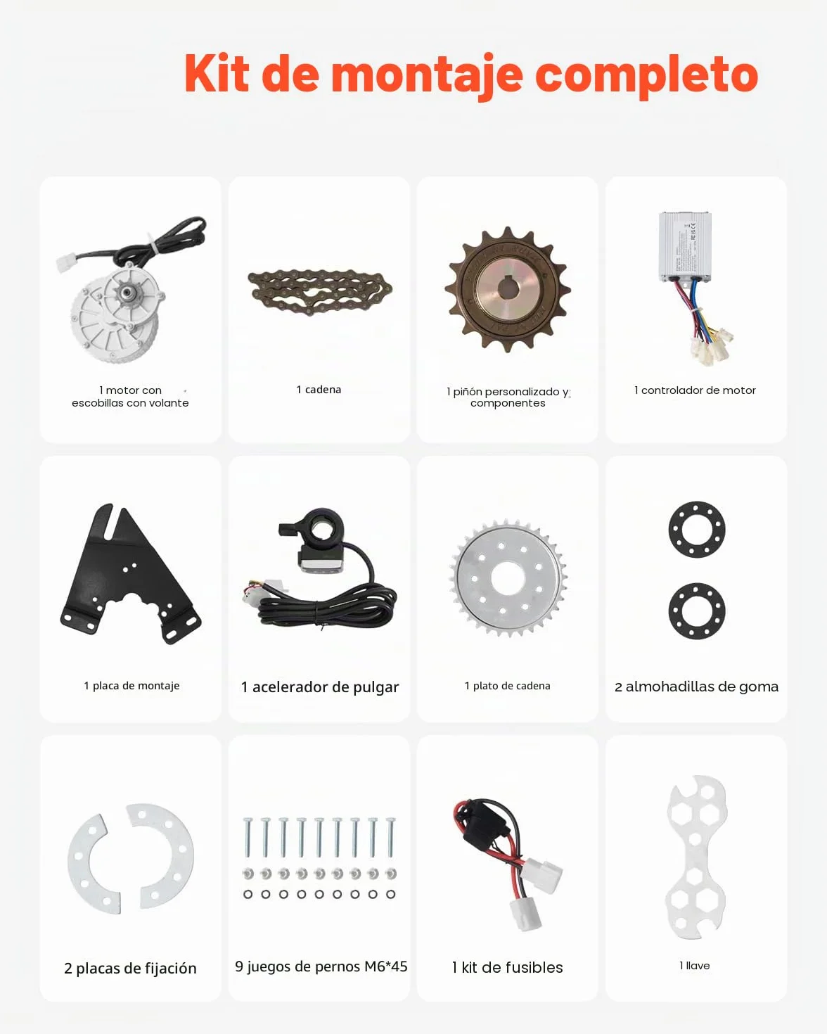 VEVOR Kit de Motor Eléctrico de CC Cepillado 450 W 36 V 3000 RPM con Controlador de Velocidad para Karts Bicicletas Eléctricas